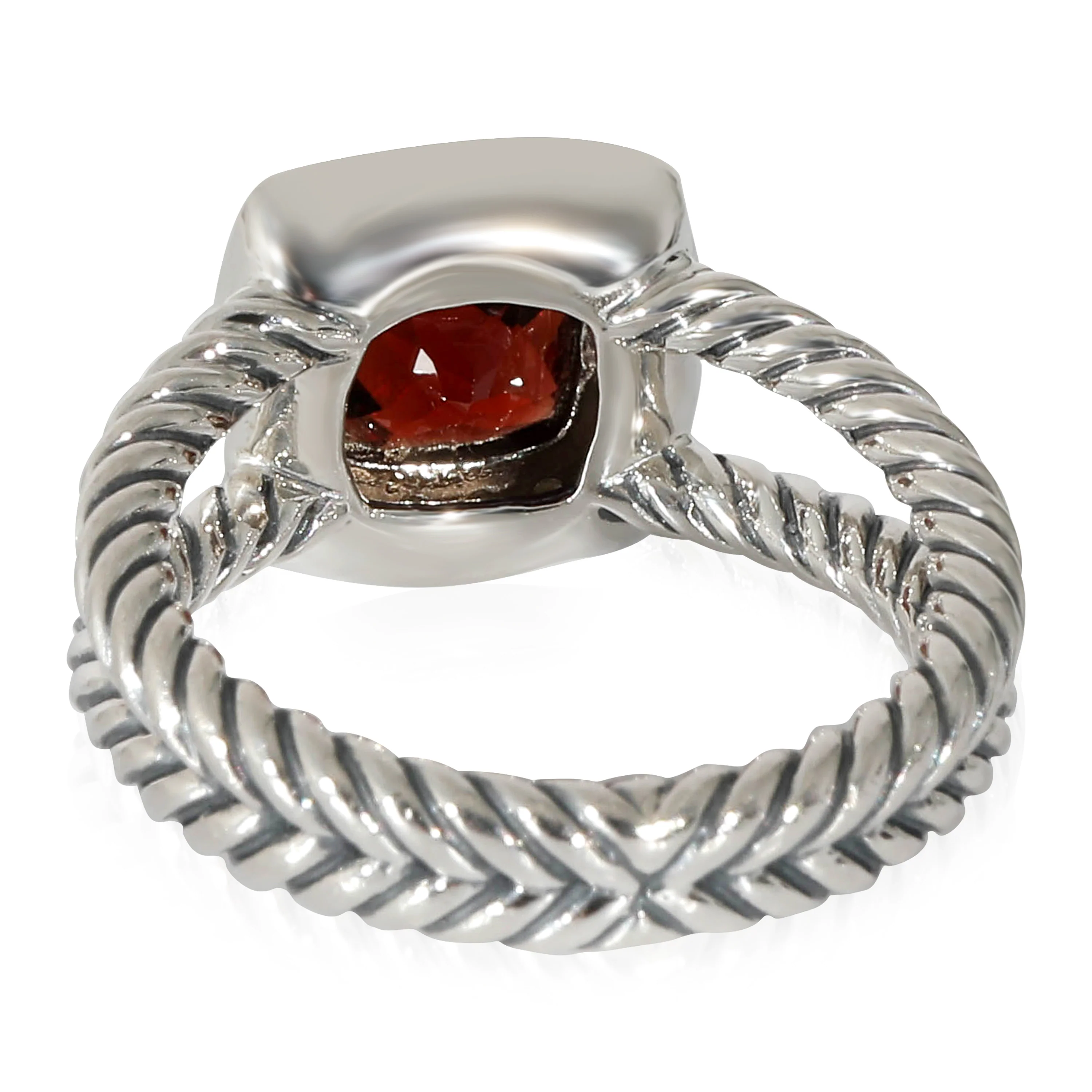 Sterling Silver David Yurman Petite Albion Ring With Garnet & Diamonds 0.17 Ctw. - Image 3