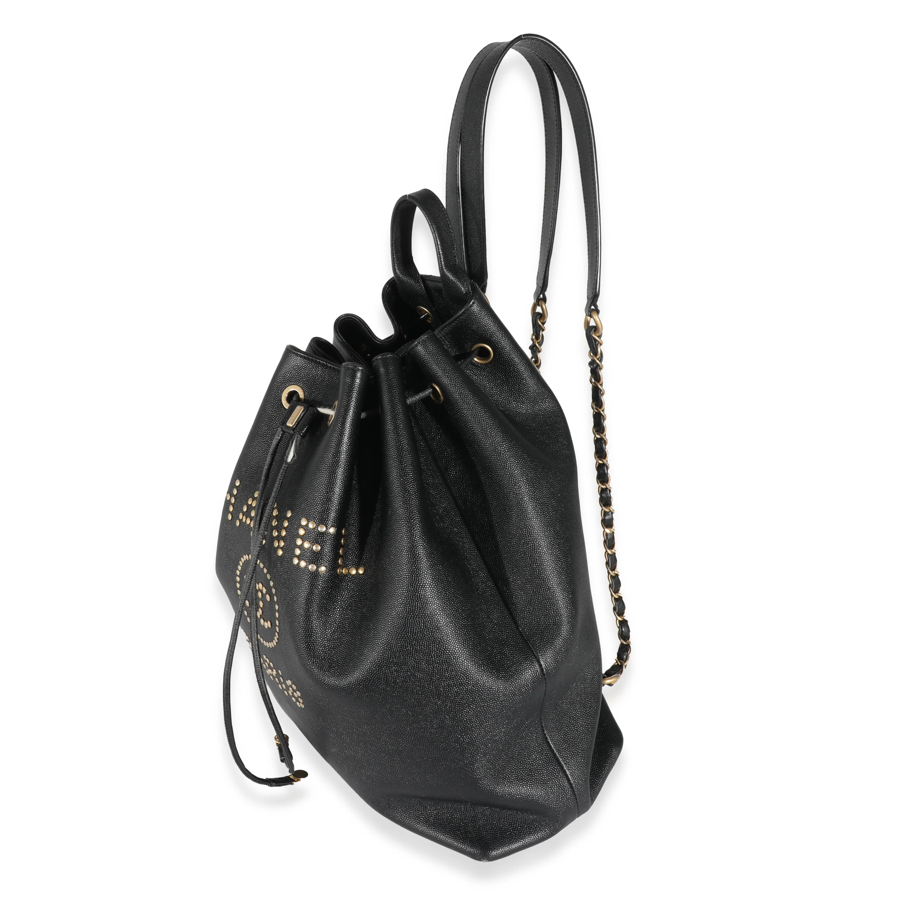 Chanel Black Caviar Deauville Drawstring Backpack - Image 2