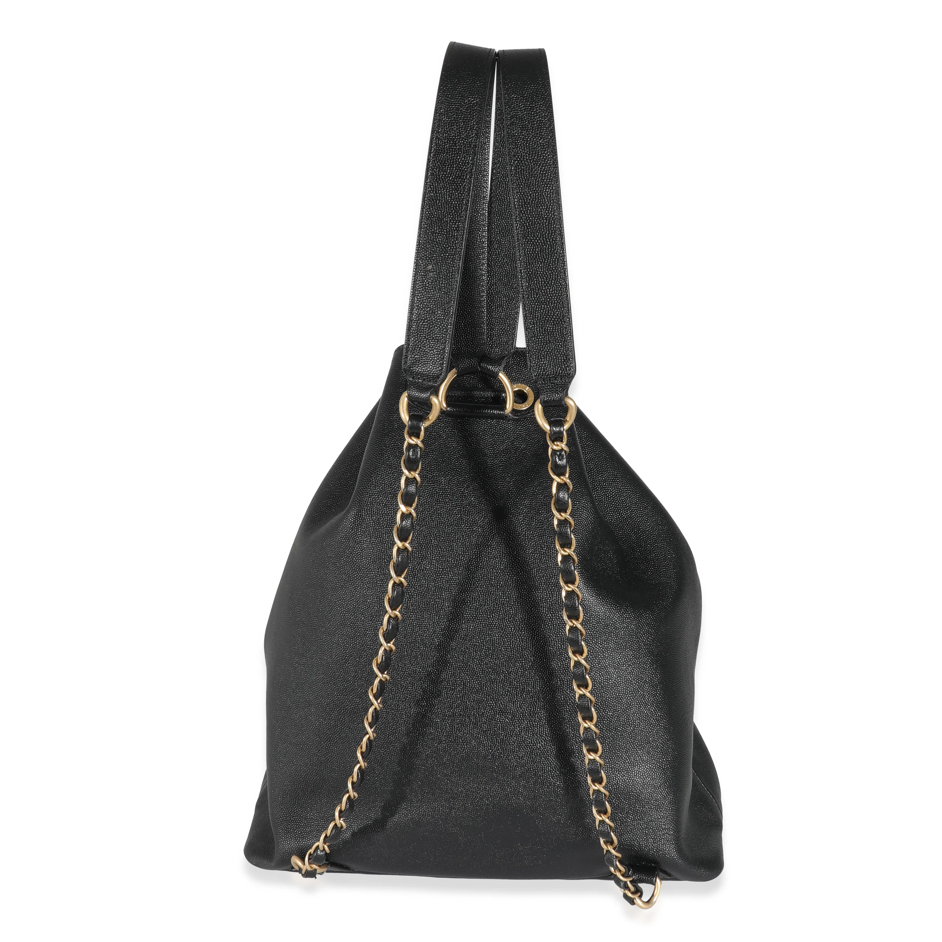 Chanel Black Caviar Deauville Drawstring Backpack - Image 4