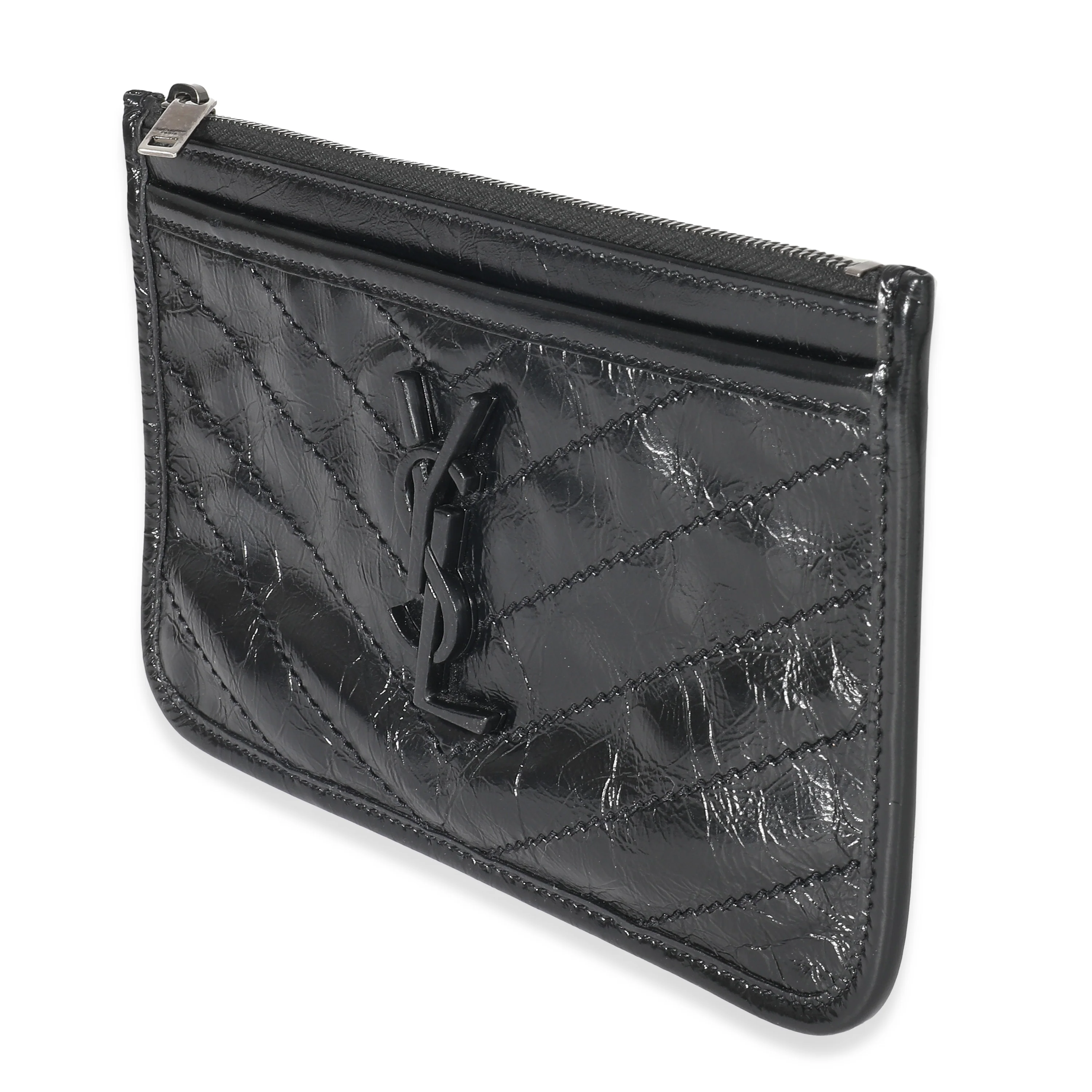 Saint Laurent Black Crinkled Calfskin Matelasse Niki Bill Pouch - Image 2
