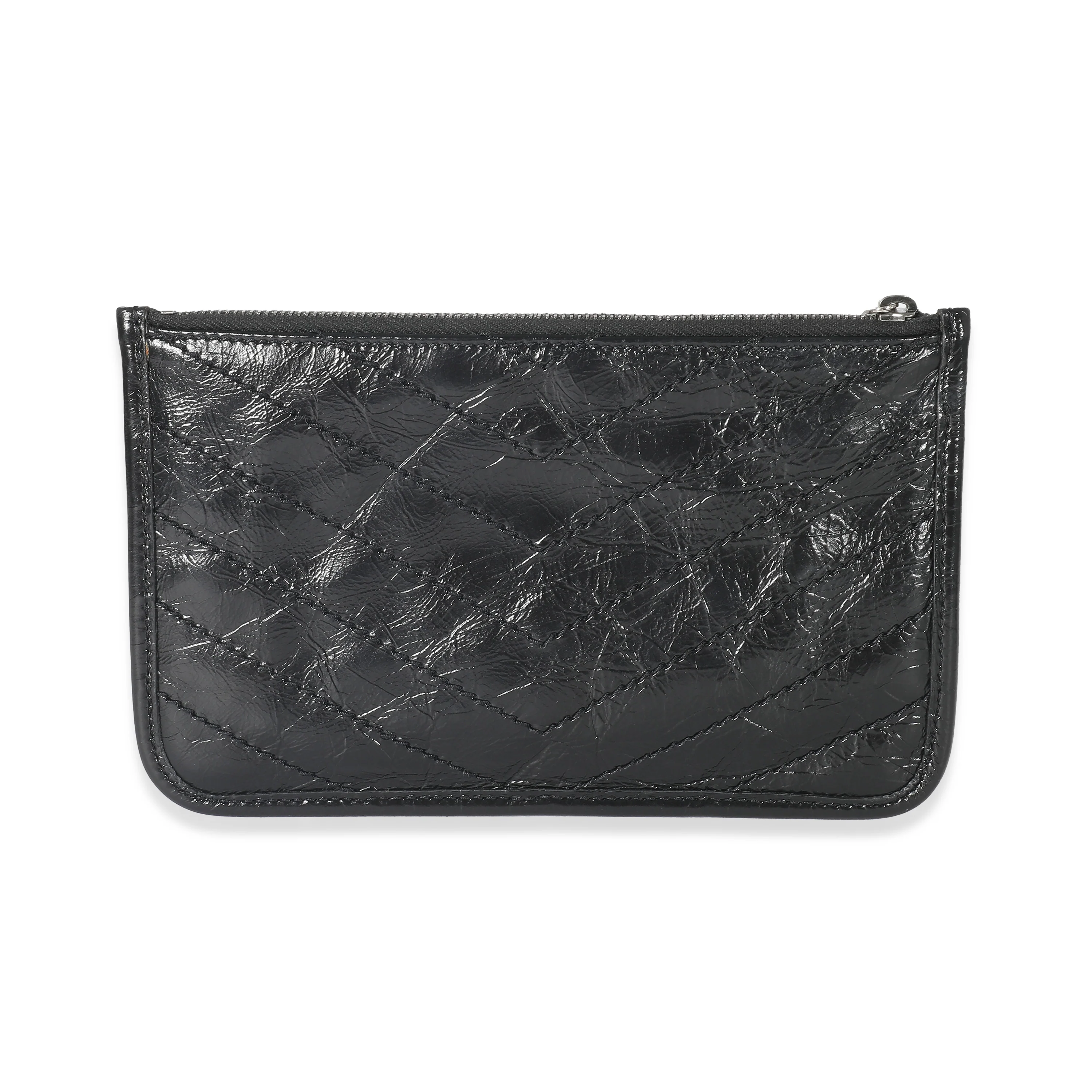 Saint Laurent Black Crinkled Calfskin Matelasse Niki Bill Pouch - Image 3