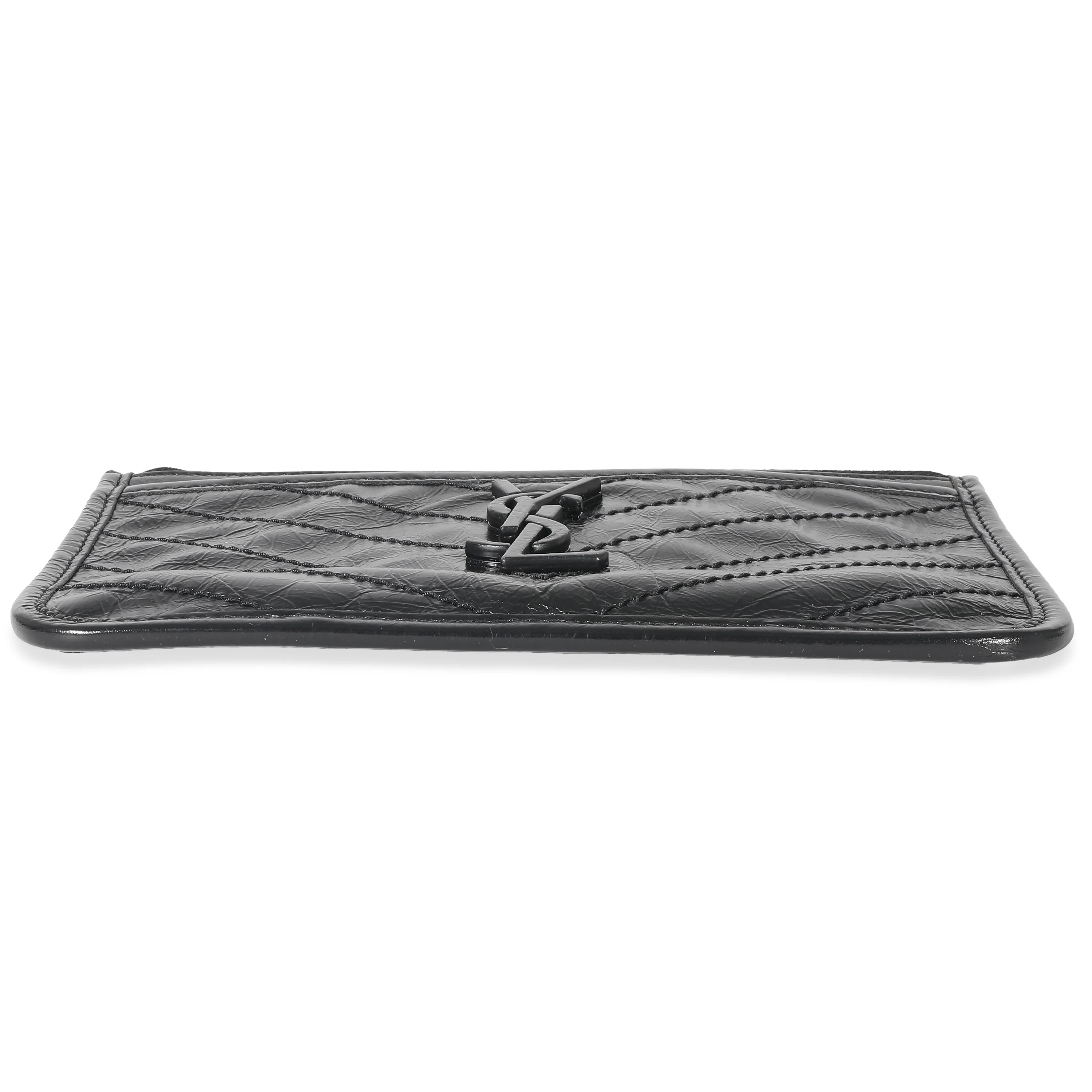 Saint Laurent Black Crinkled Calfskin Matelasse Niki Bill Pouch - Image 4