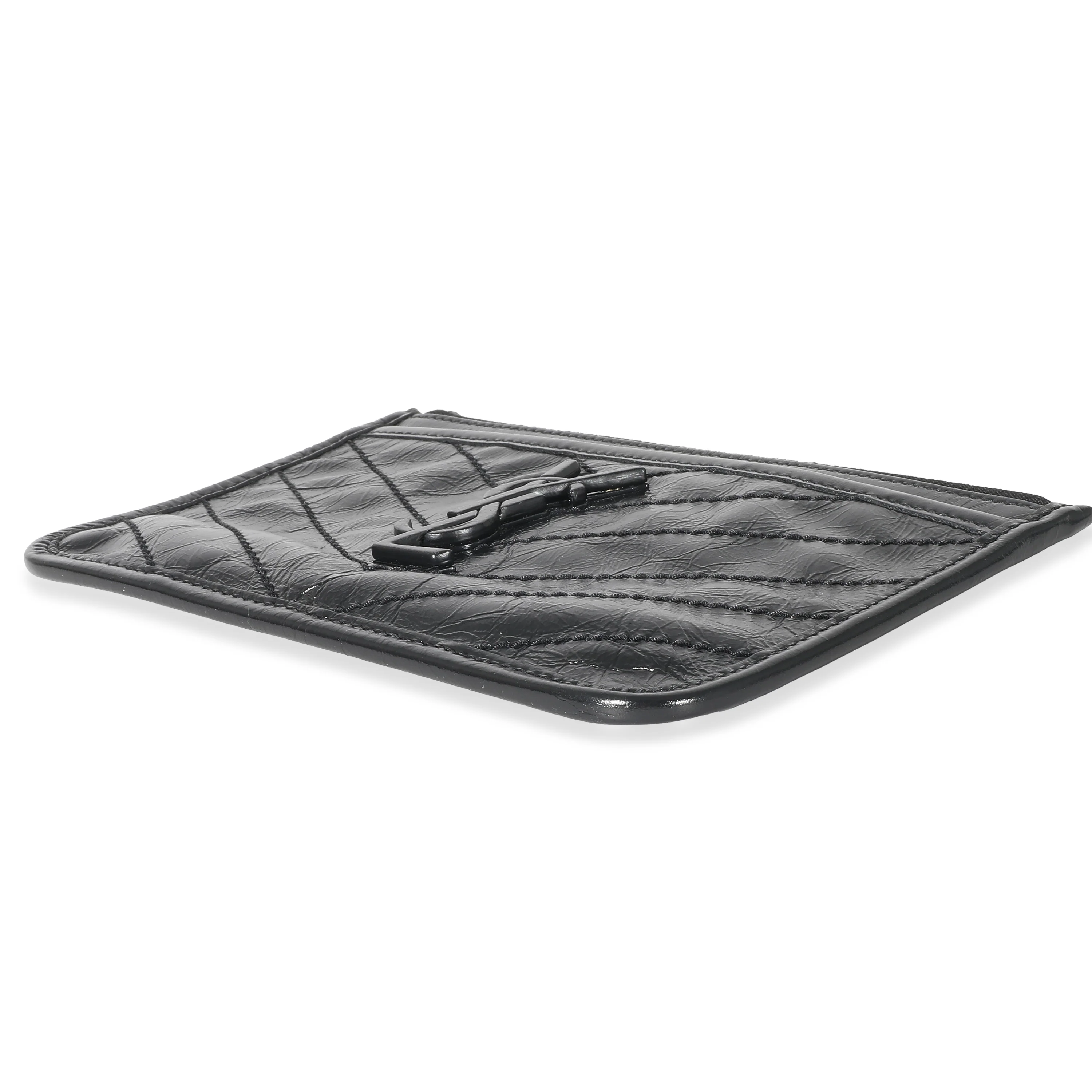 Saint Laurent Black Crinkled Calfskin Matelasse Niki Bill Pouch - Image 6
