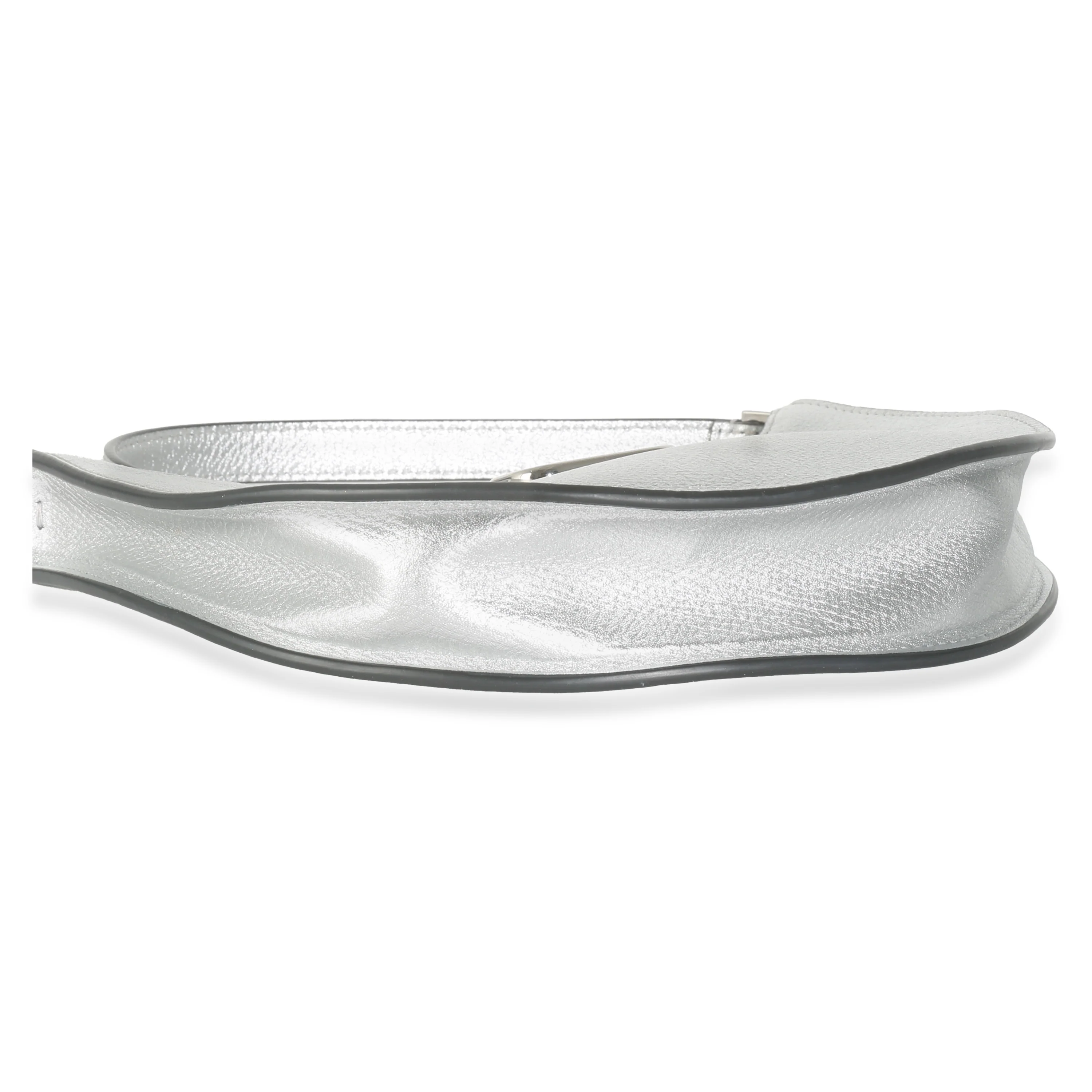 Silver Grained Calfskin Vlogo Mini Hobo - Image 6