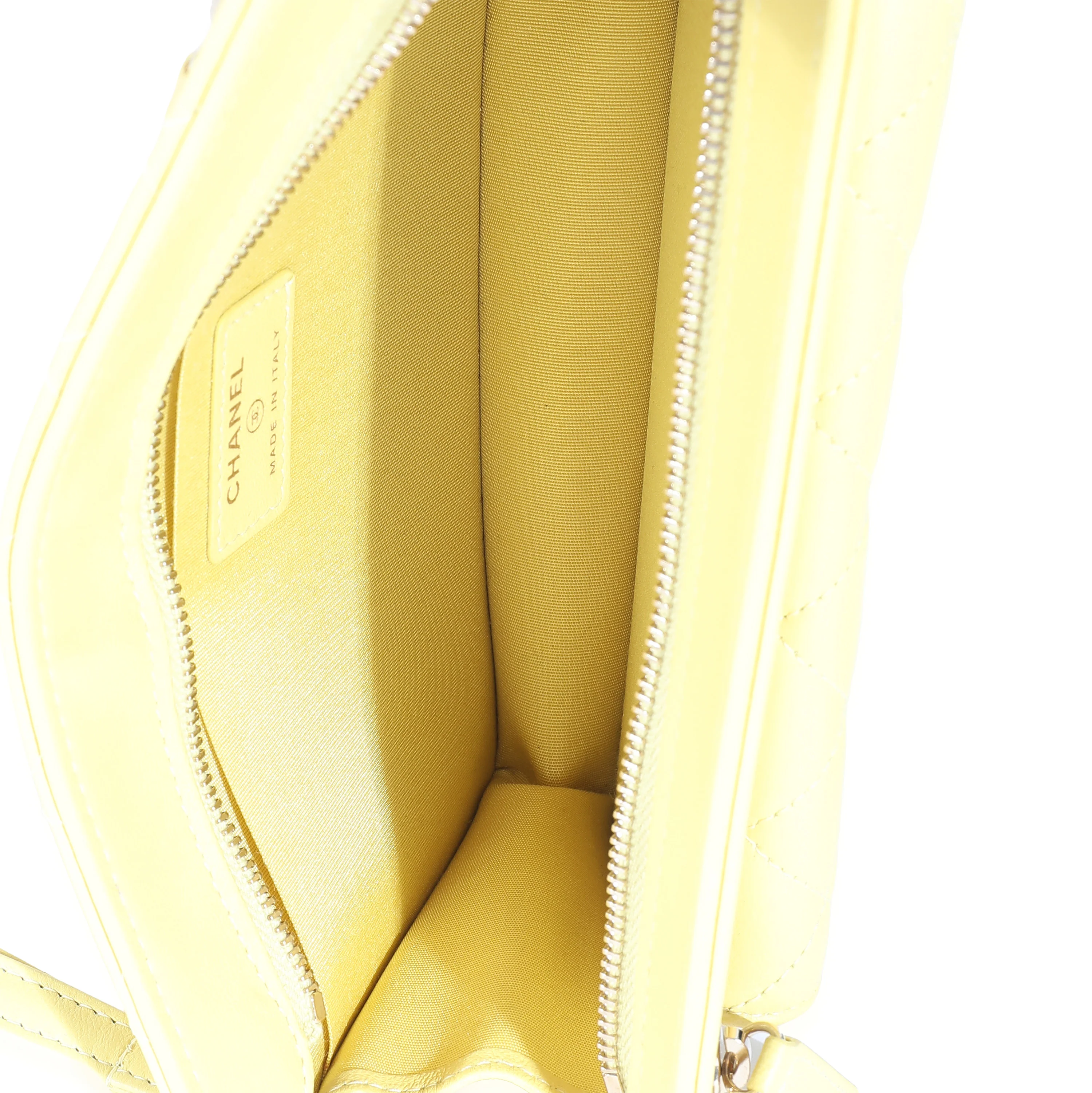 Yellow Lambskin Quilted Front Pocket Wristlet - Image 7