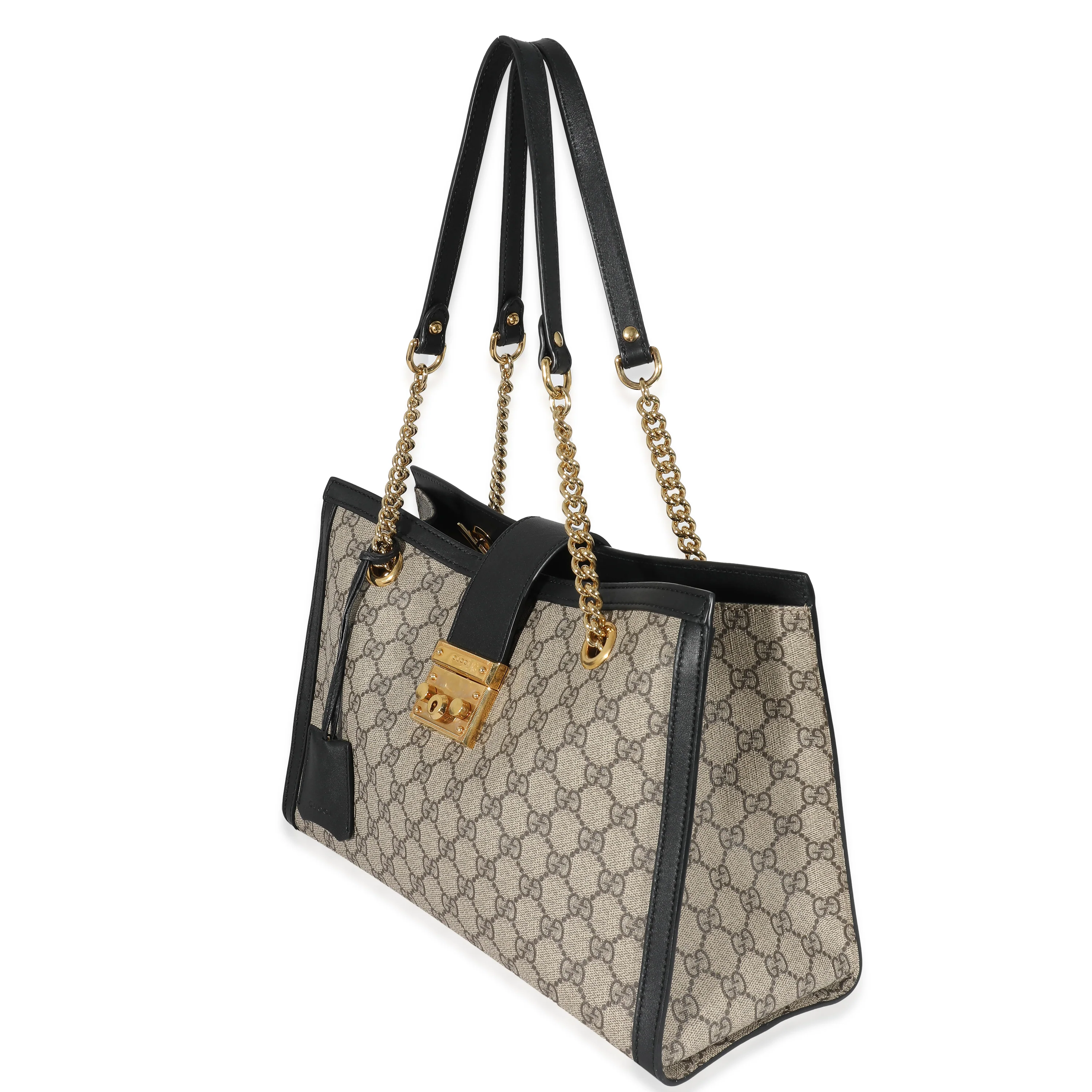 Gucci Beige GG Supreme Medium Padlock Tote - Image 2