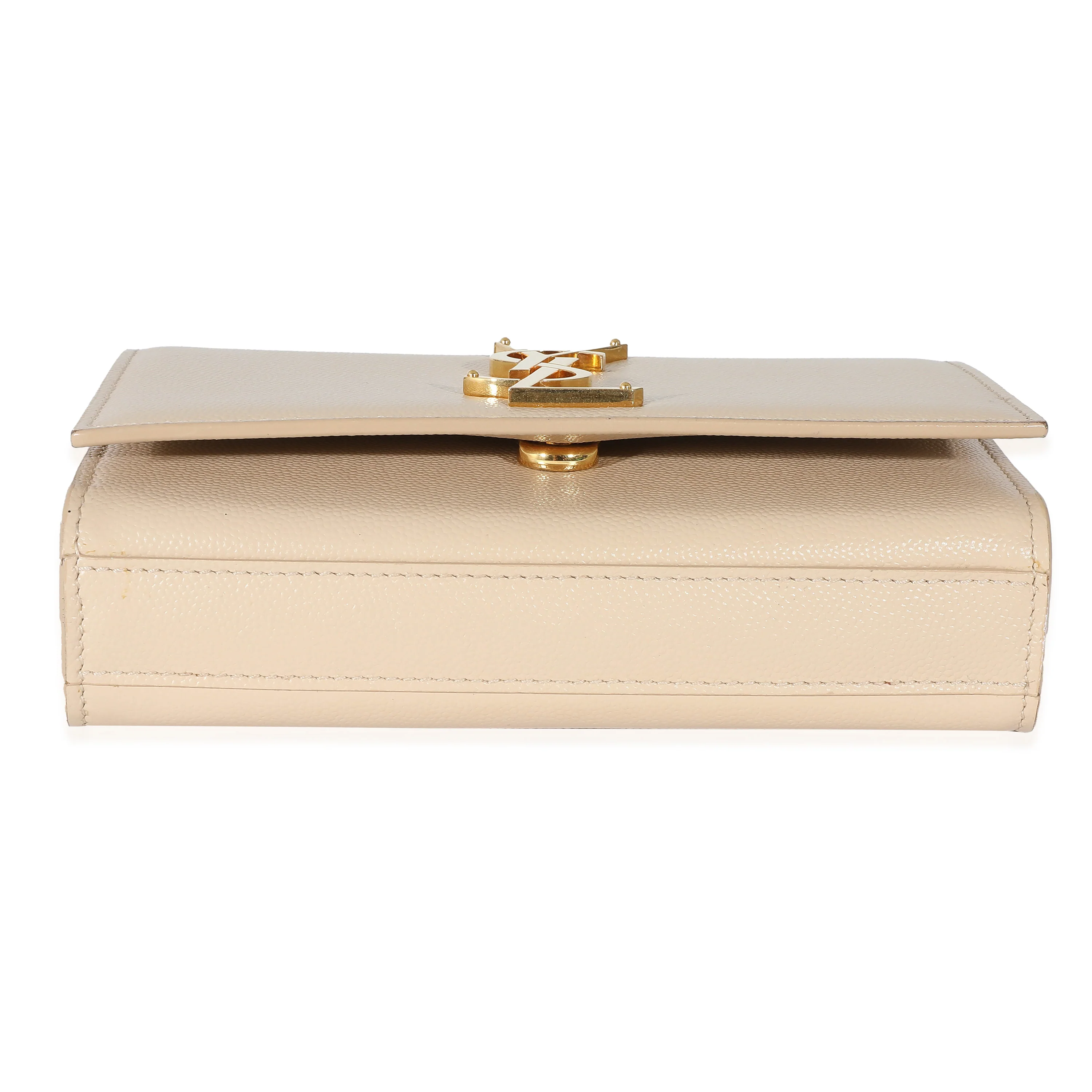 Saint Laurent Beige Grain De Poudre Small Kate Chain Bag - Image 4