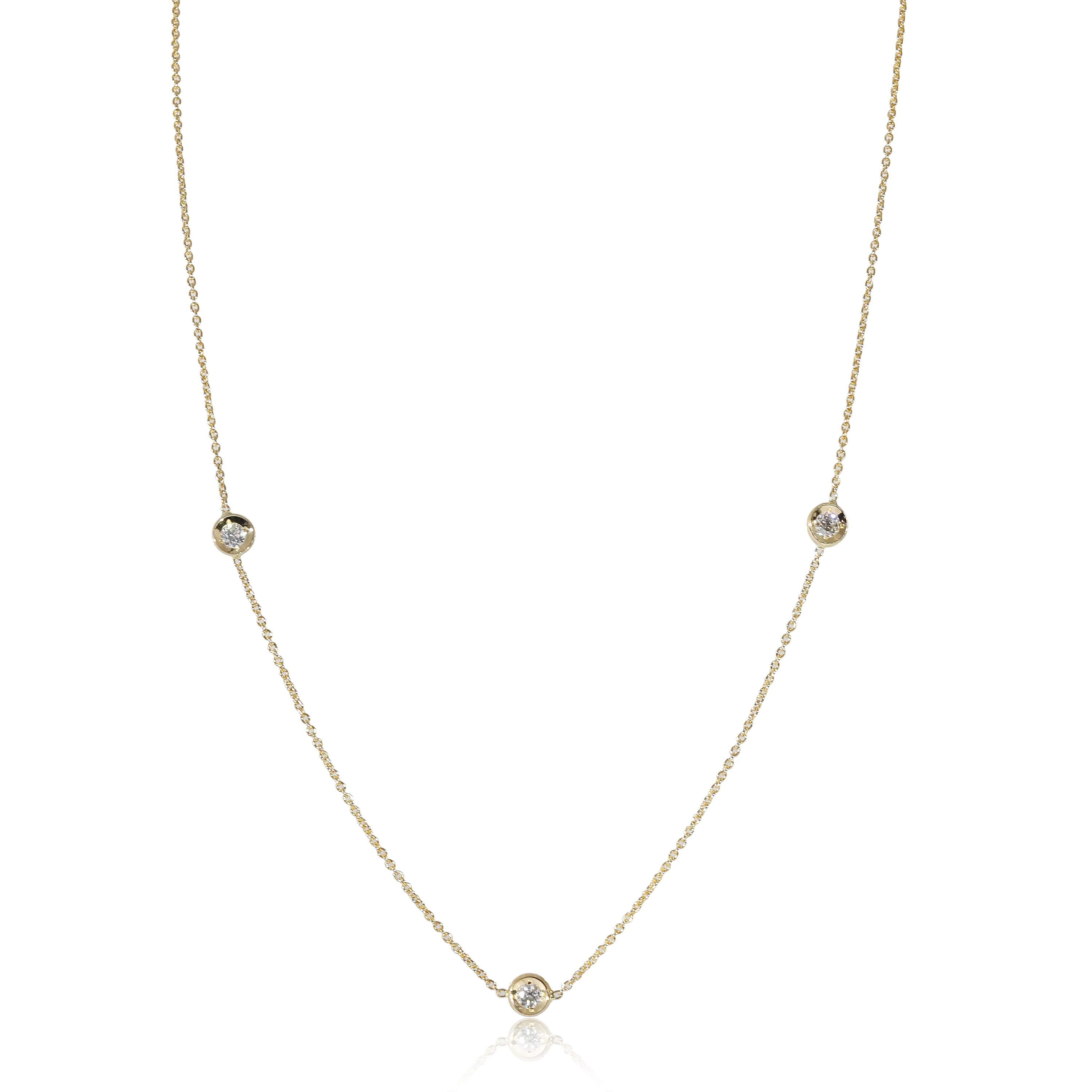 Roberto Coin Diamond By The Inch Necklace in 18k Yellow Gold 0.15 CTW