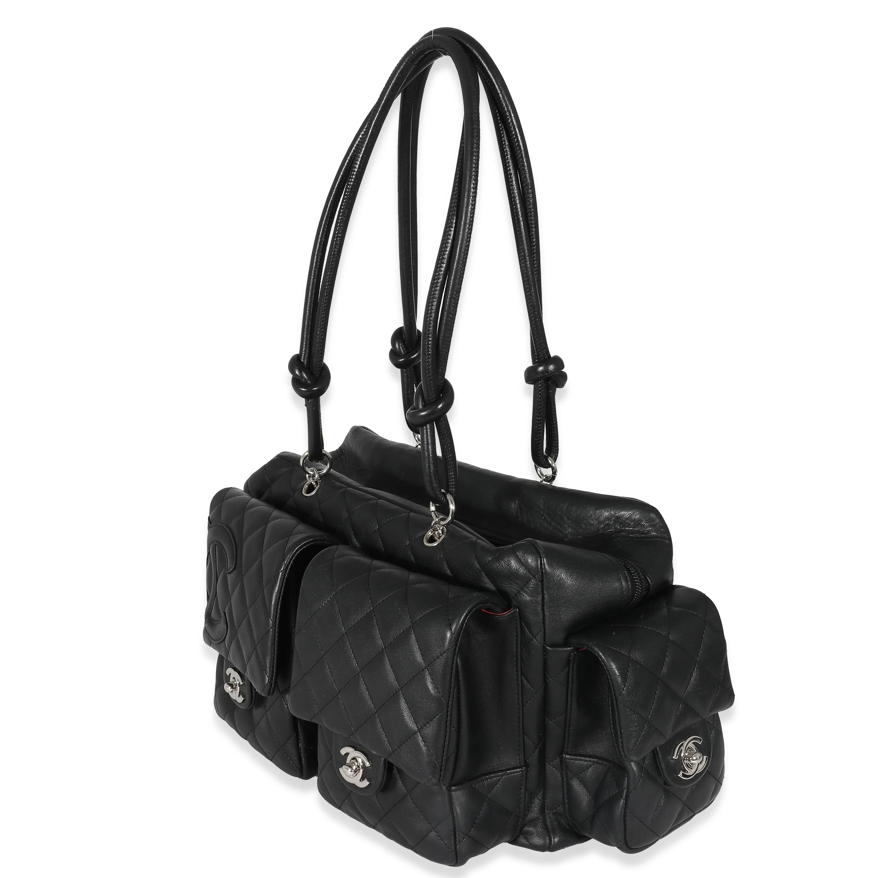 Chanel Black Quilted Lambskin Large Cambon Multipocket Reporter Bag - Image 2
