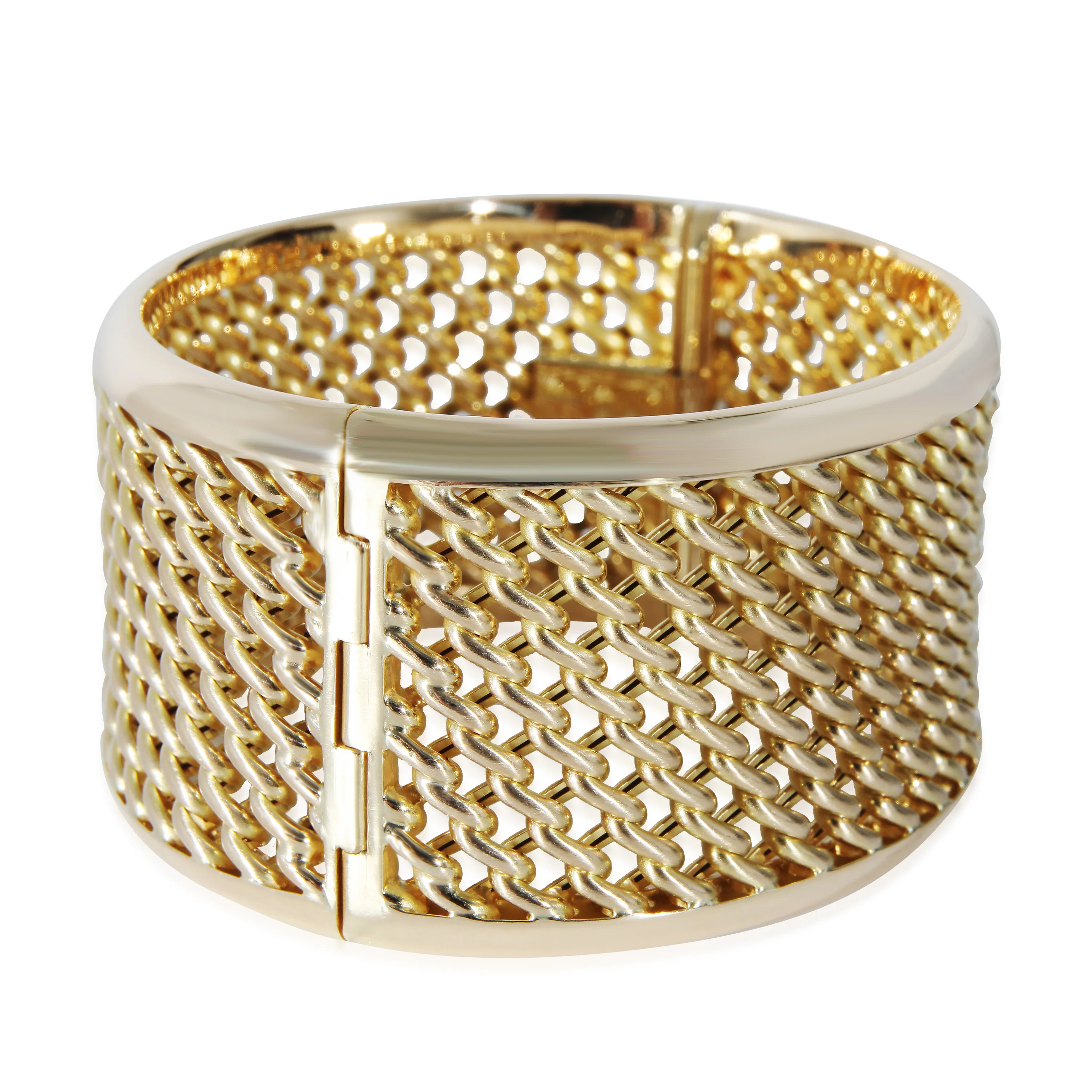 Wide Weave Bangle Bracelet in 18k Yellow Gold - Image 2