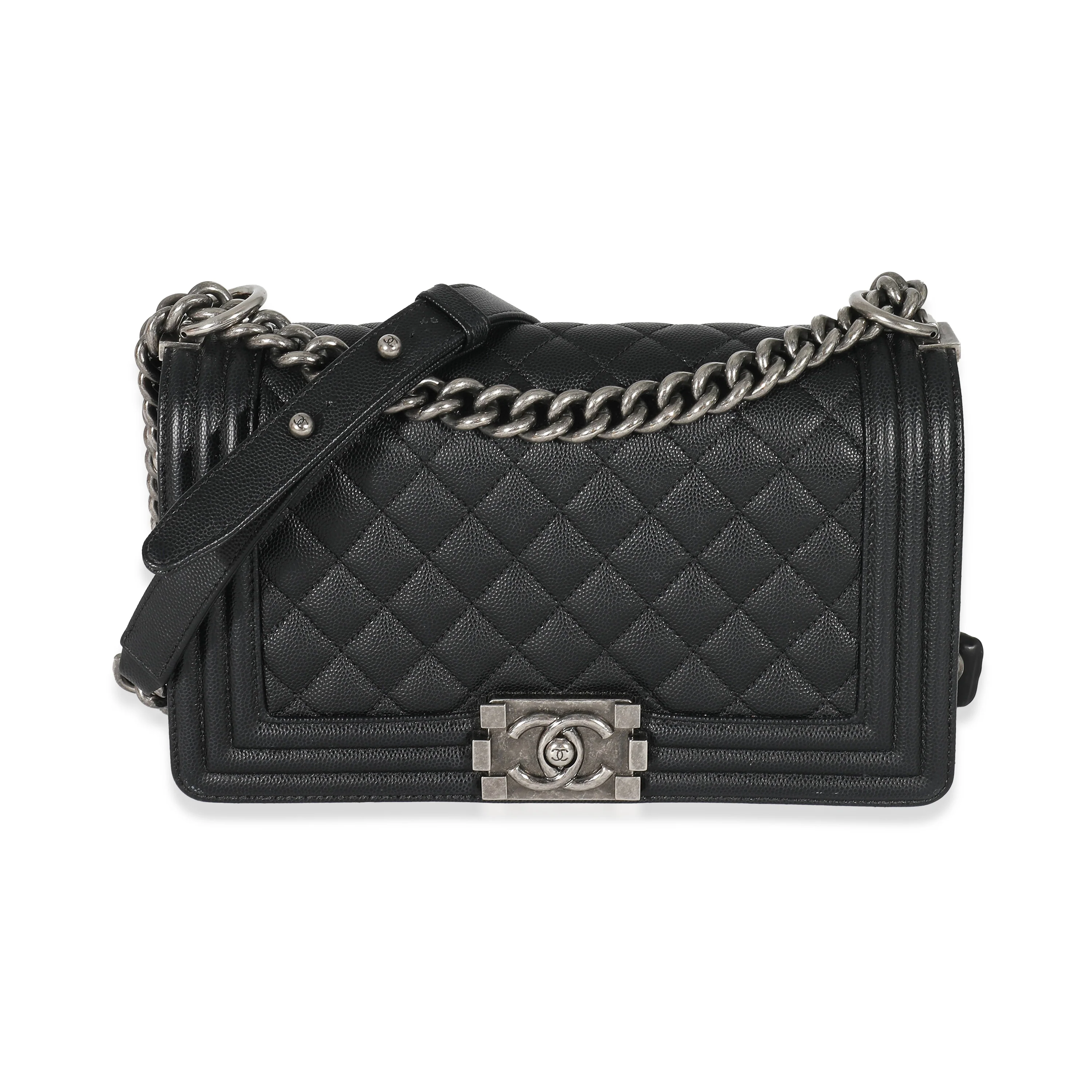 Chanel Black Caviar Medium Boy Bag