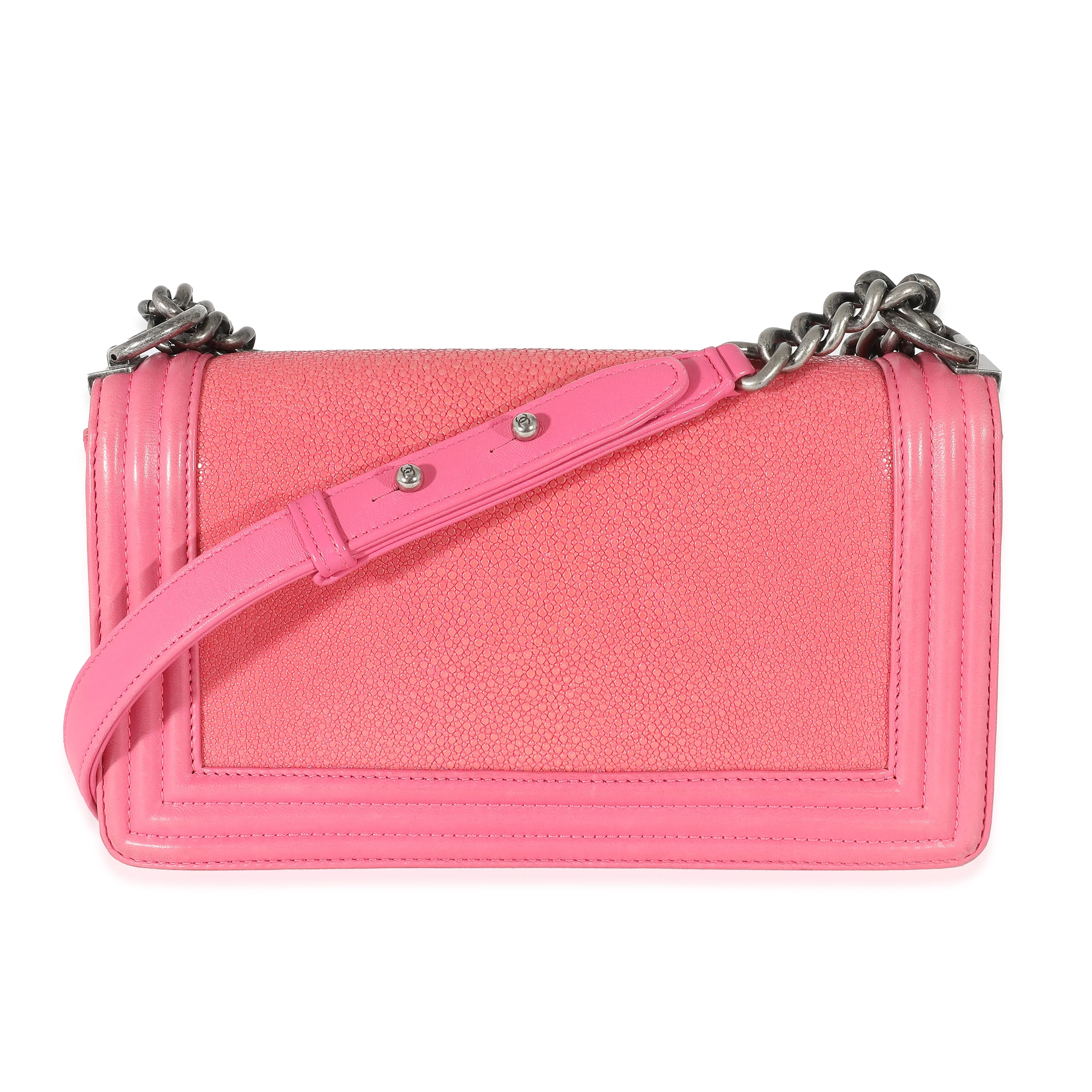 Chanel Pink Lambskin Galuchat Stingray Medium Boy Bag - Image 3