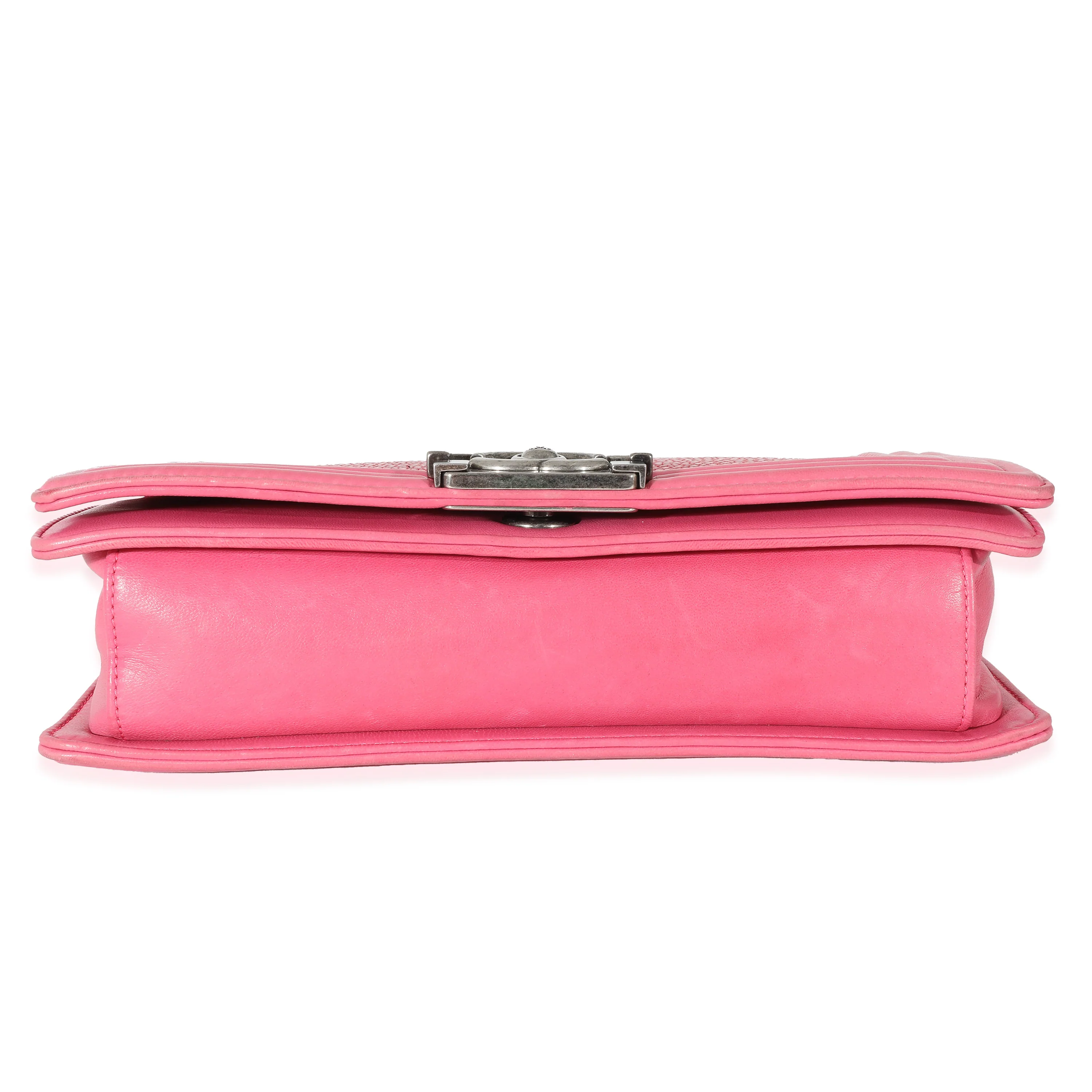 Chanel Pink Lambskin Galuchat Stingray Medium Boy Bag - Image 4