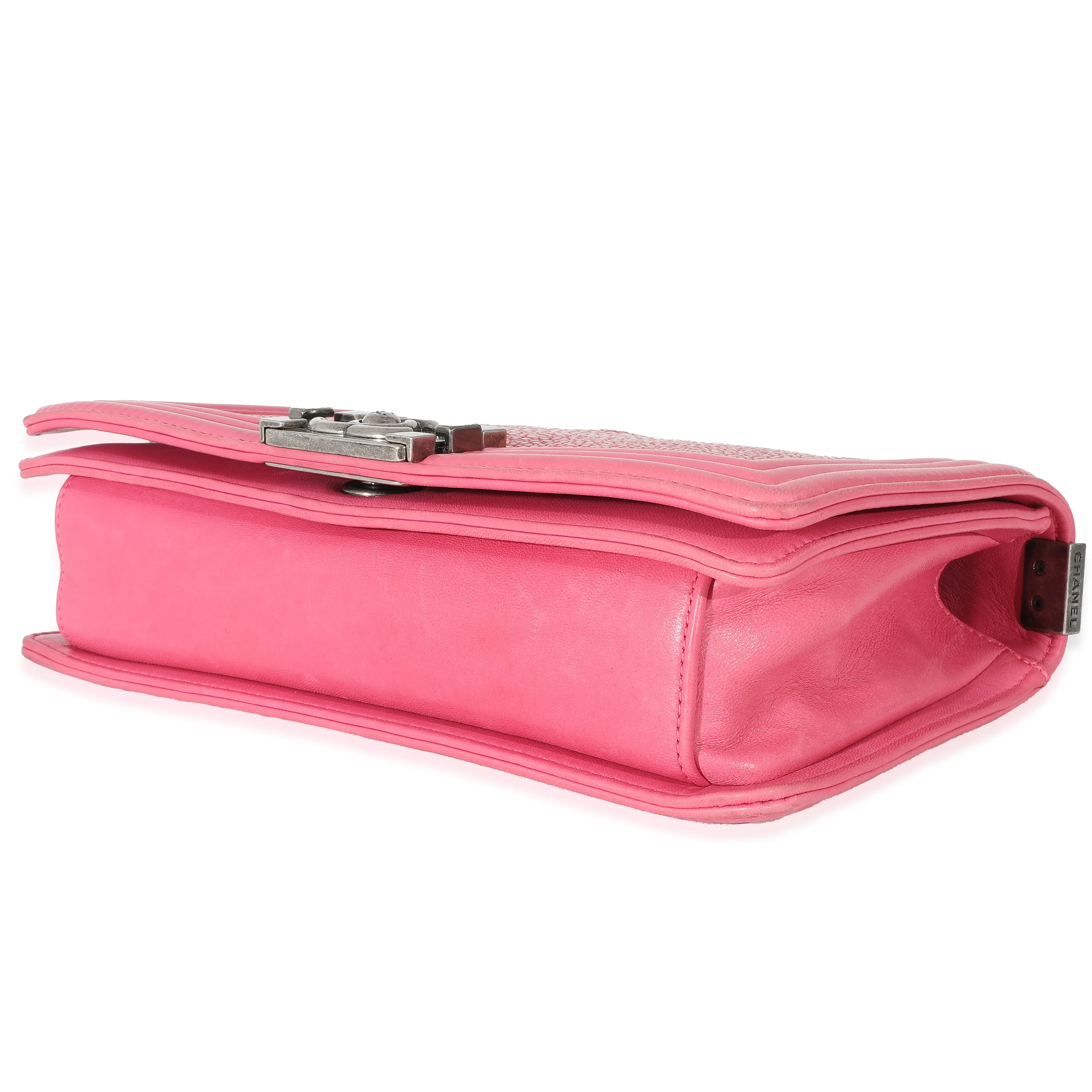 Chanel Pink Lambskin Galuchat Stingray Medium Boy Bag - Image 6