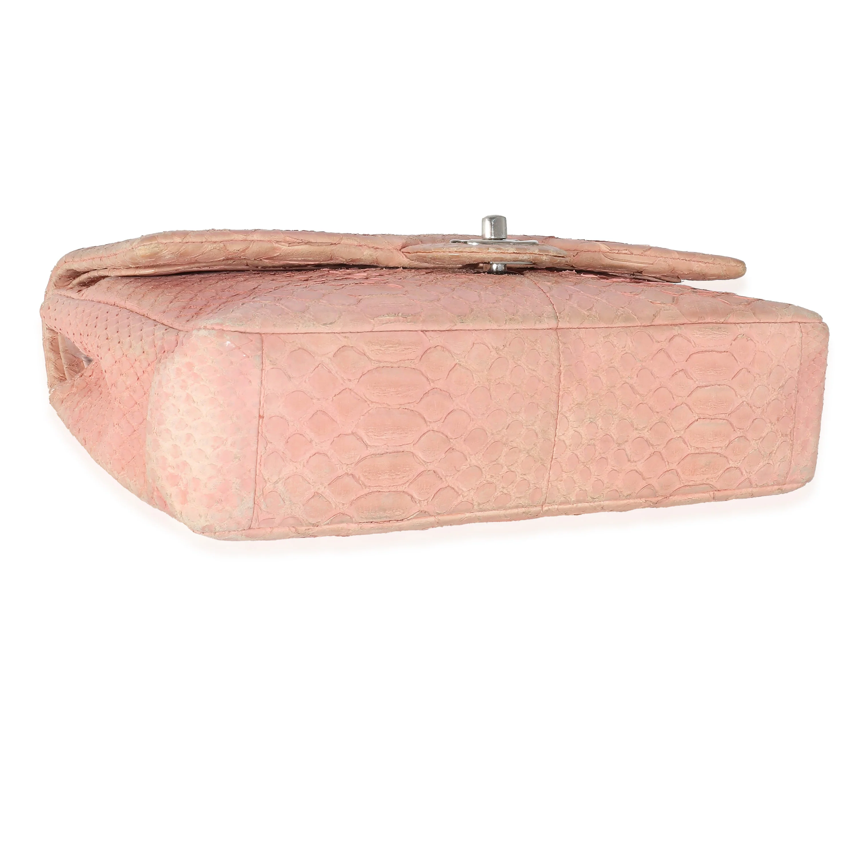 Chanel Pink Matte Python Medium Classic Double Flap Bag - Image 5