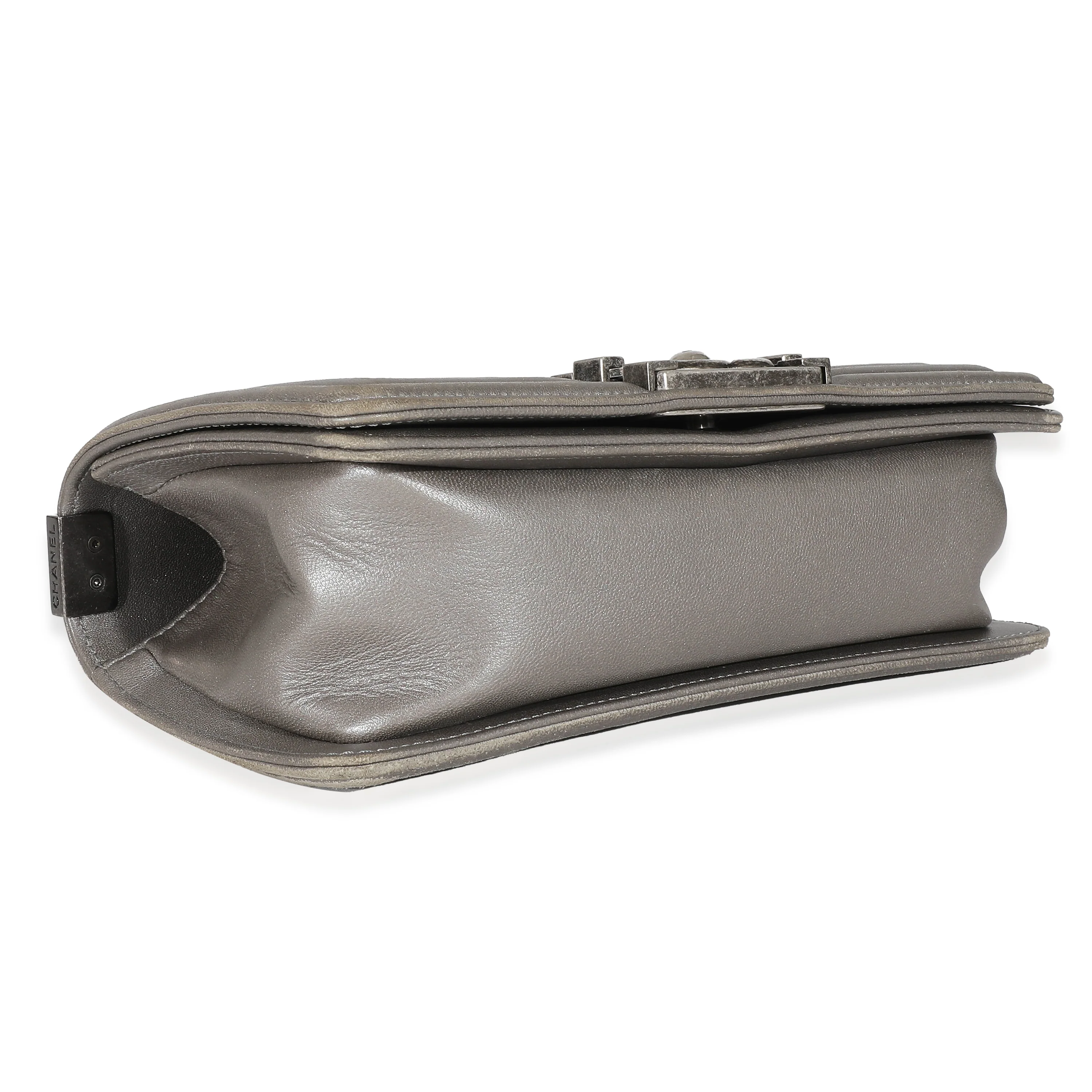 Grey Lambskin Galuchat Stingray Small Boy Bag - Image 6