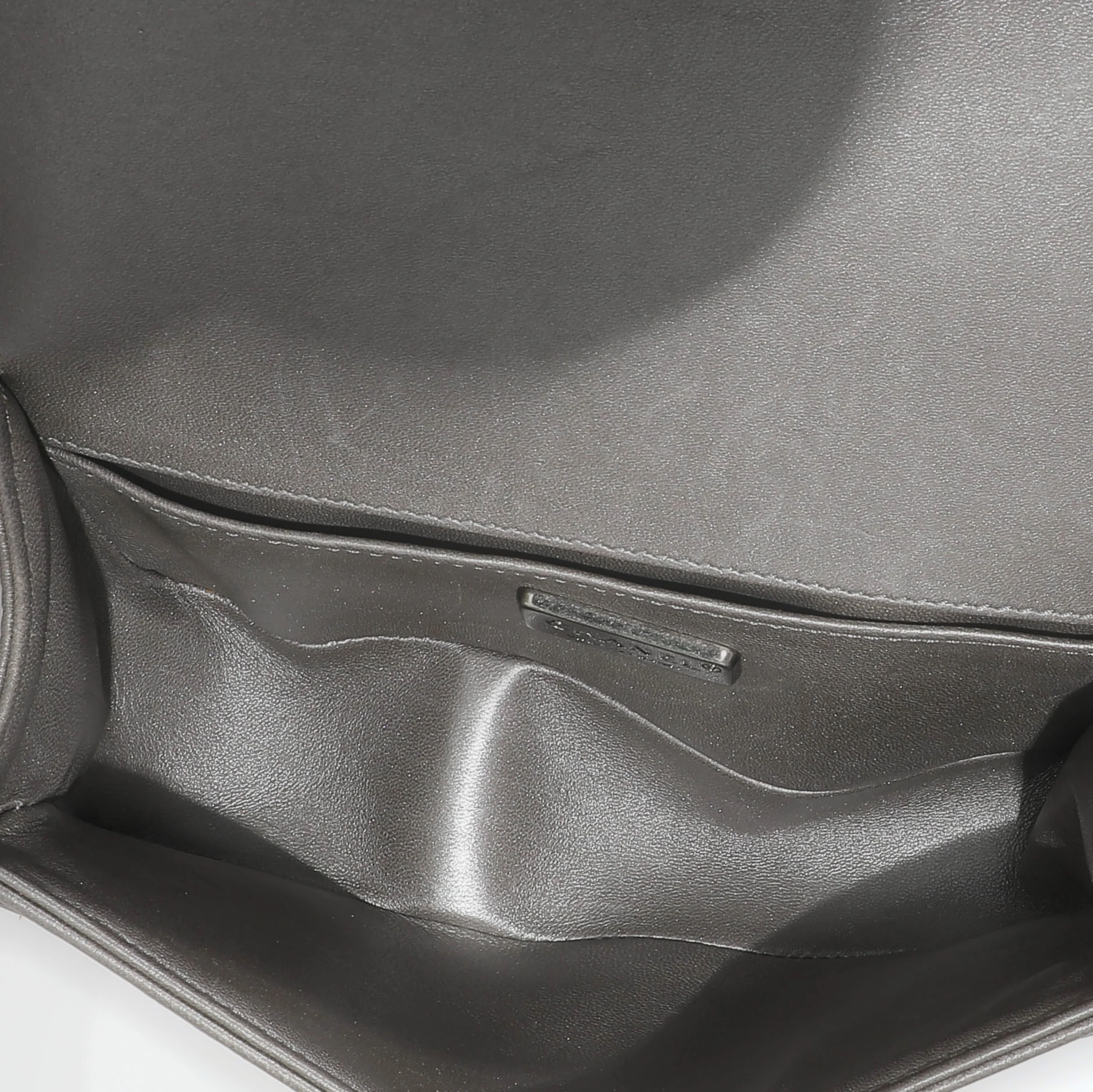 Grey Lambskin Galuchat Stingray Small Boy Bag - Image 7