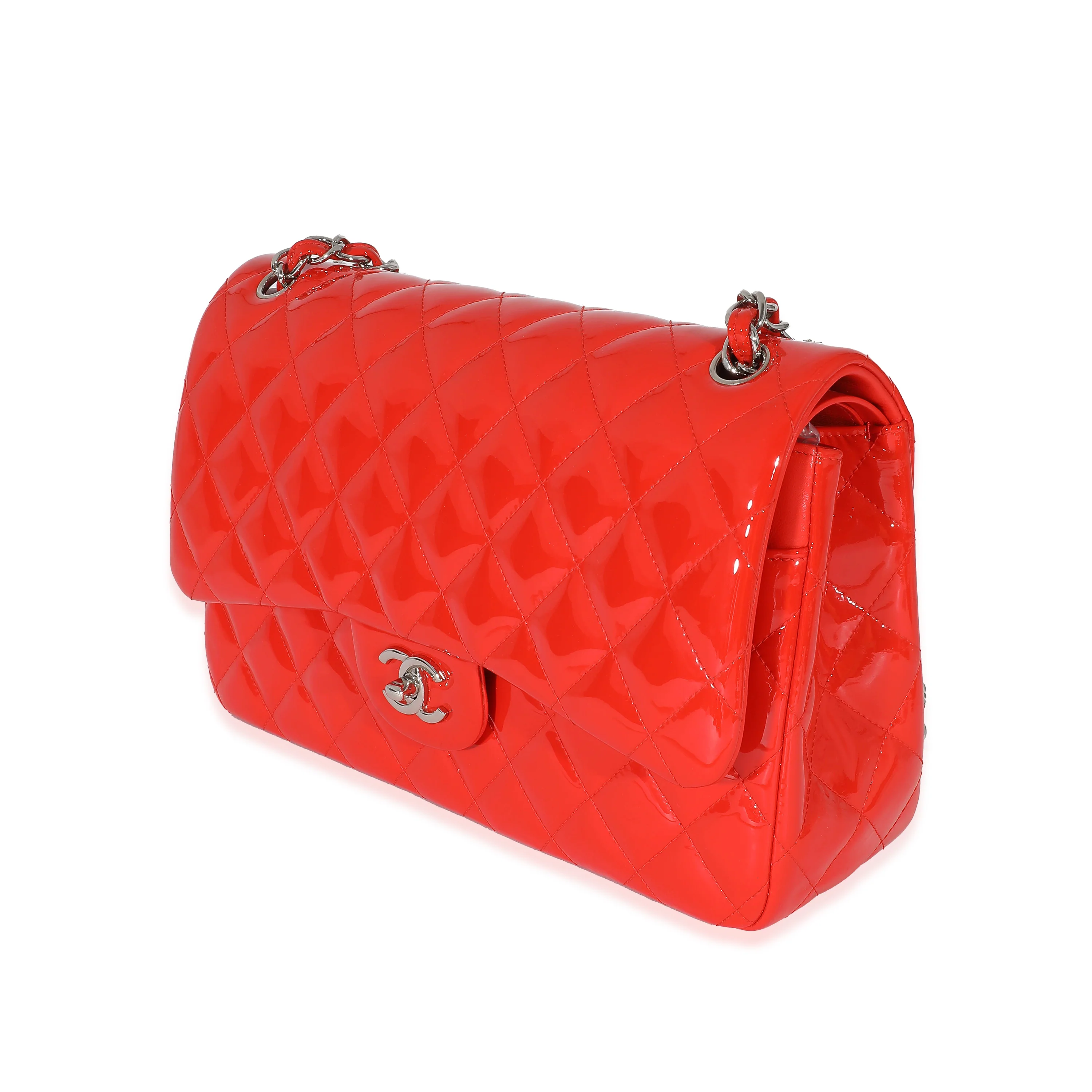 Chanel Red Patent Jumbo Classic Double Flap Bag - Image 2
