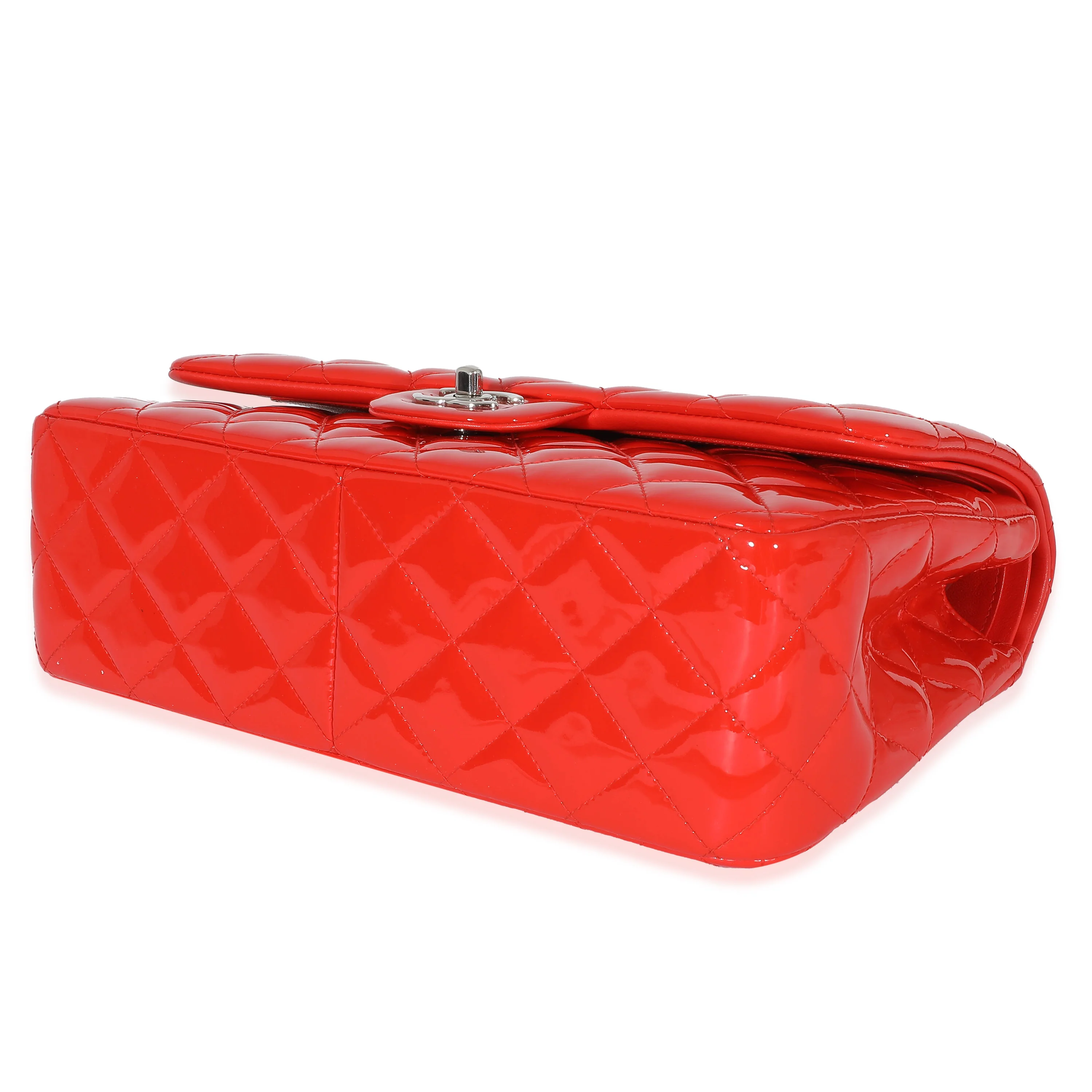 Chanel Red Patent Jumbo Classic Double Flap Bag - Image 4