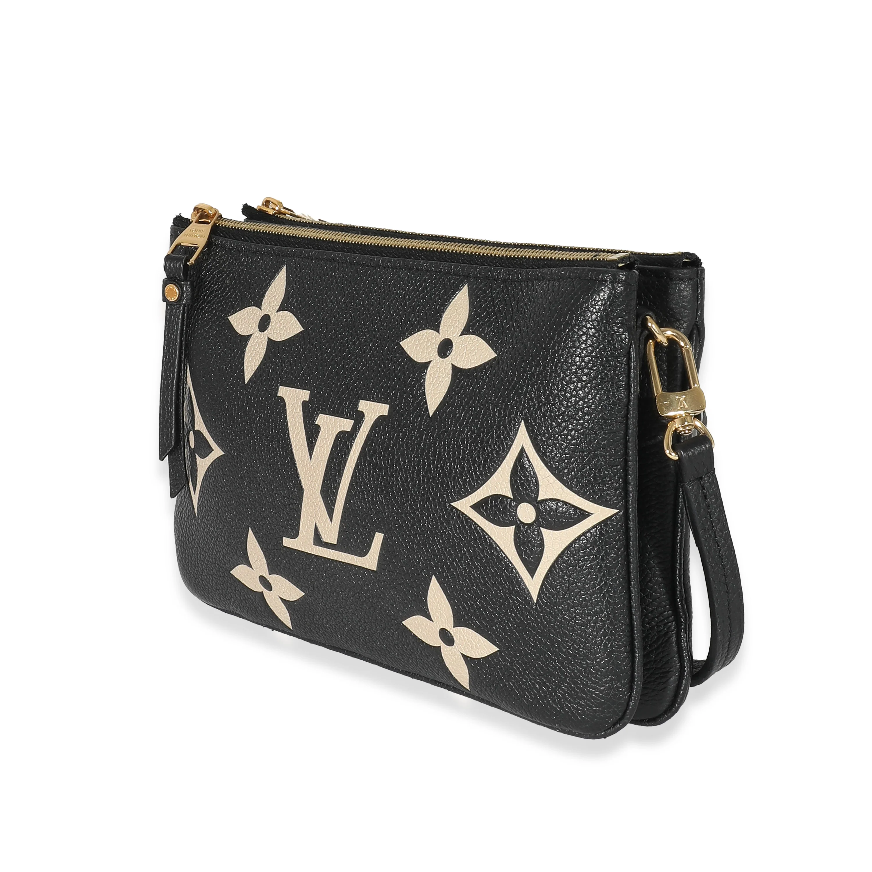 Louis Vuitton Black Beige Monogram Empreinte Double Zip Pochette - Image 2