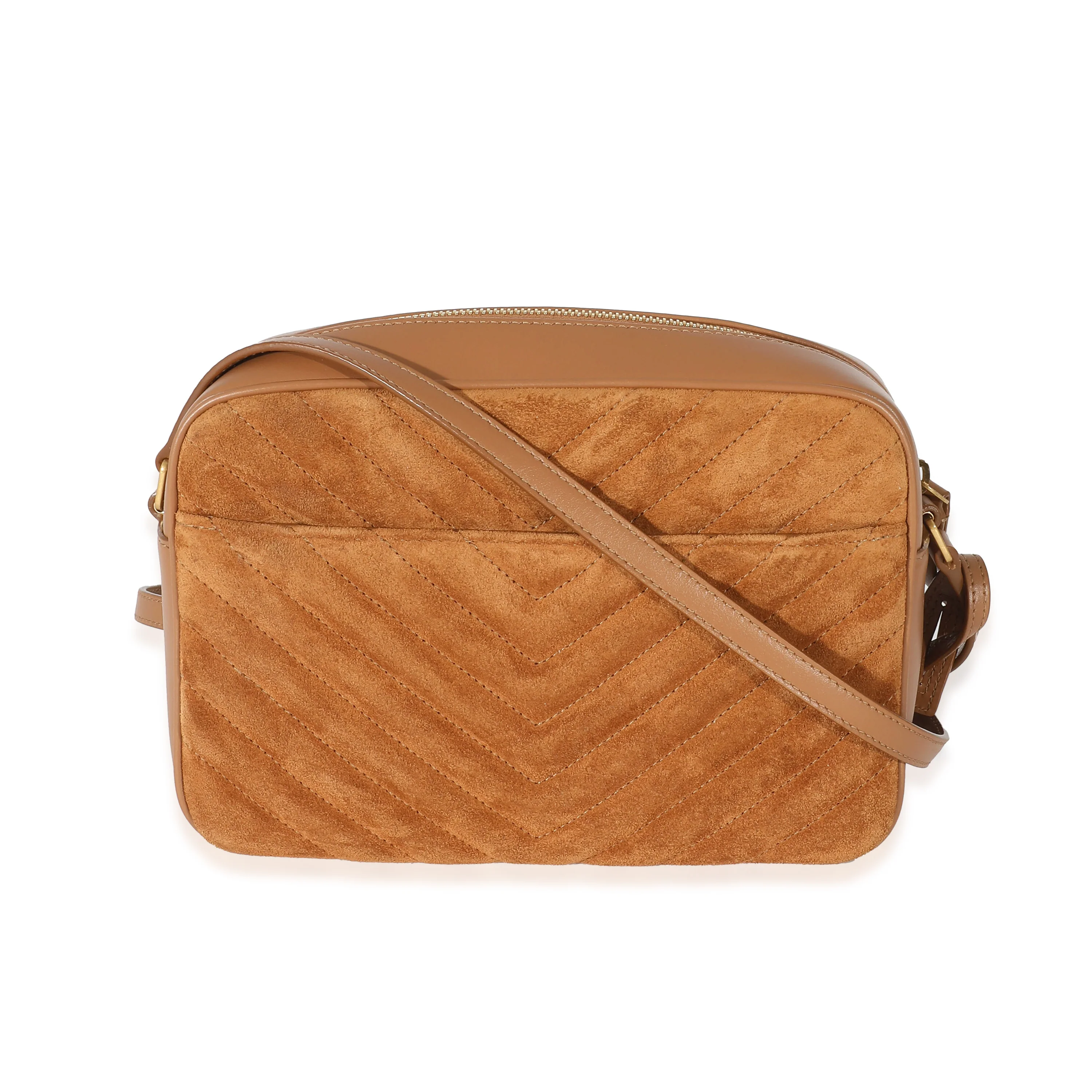 Saint Laurent Cinnamon Quilted Suede Smooth Leather Lou Camera Bag - Image 3