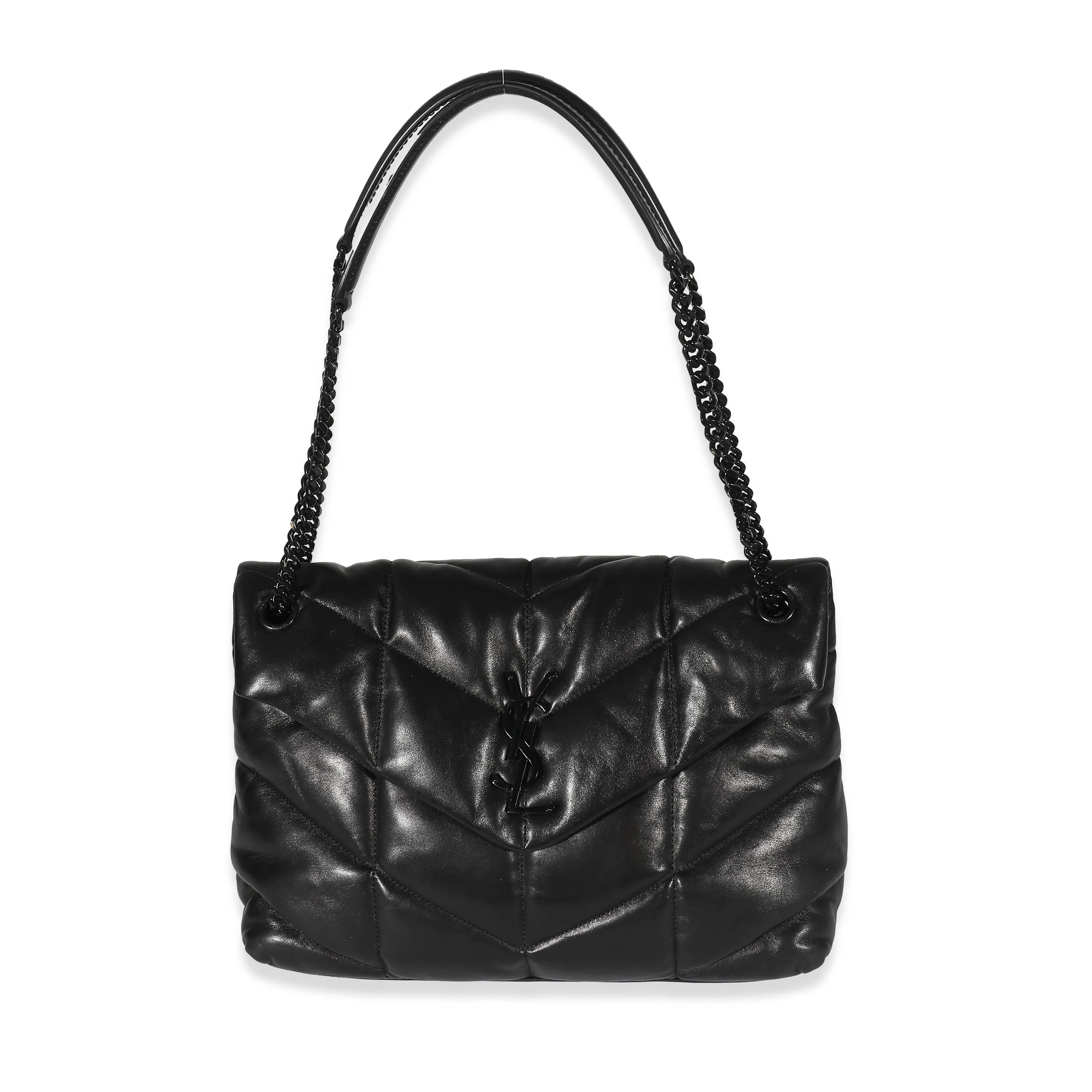 Saint Laurent Black Quilted Leather Medium Loulou Puffer Bag - Image 7