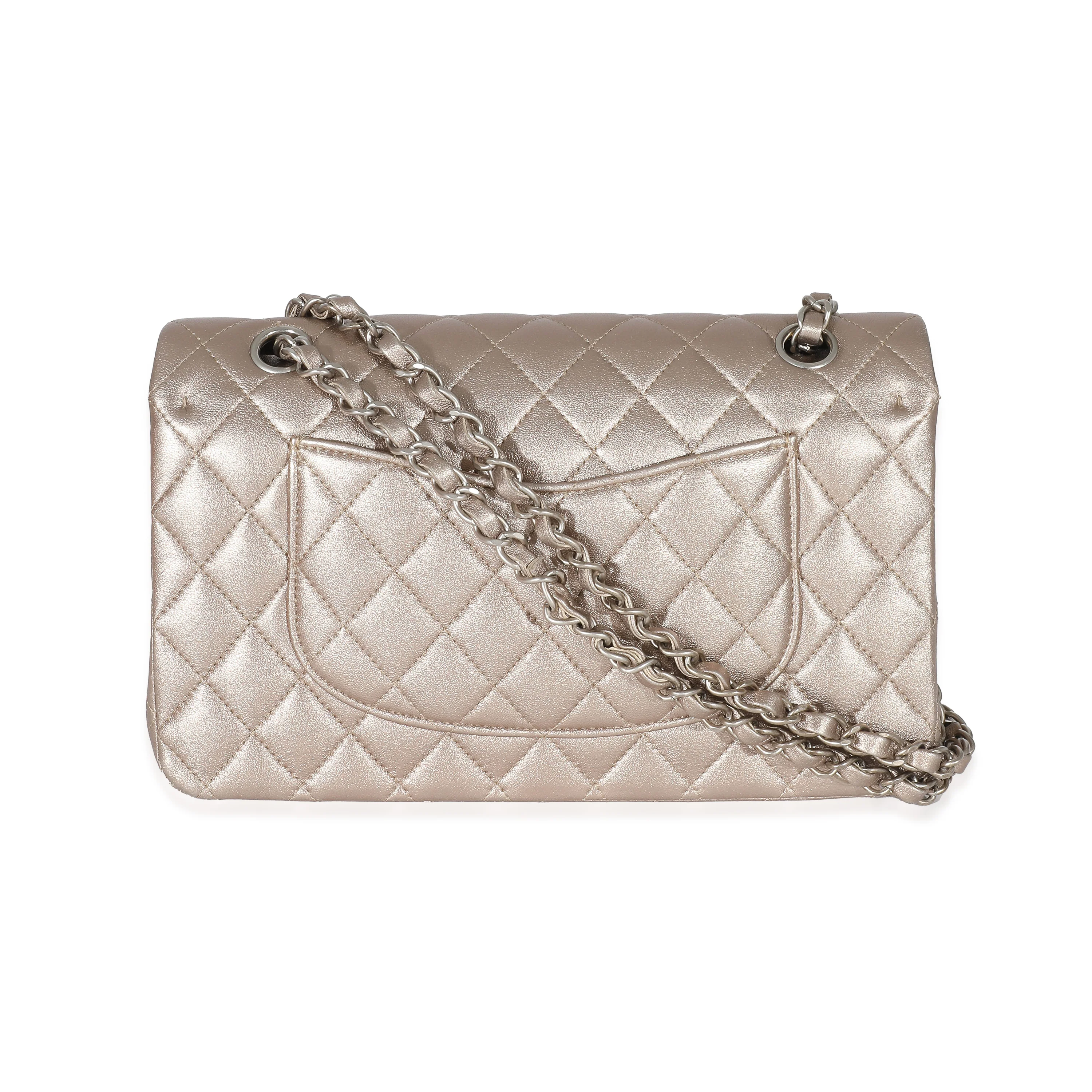 Gold Metallic Lambskin Medium Classic Double Flap Bag - Image 3