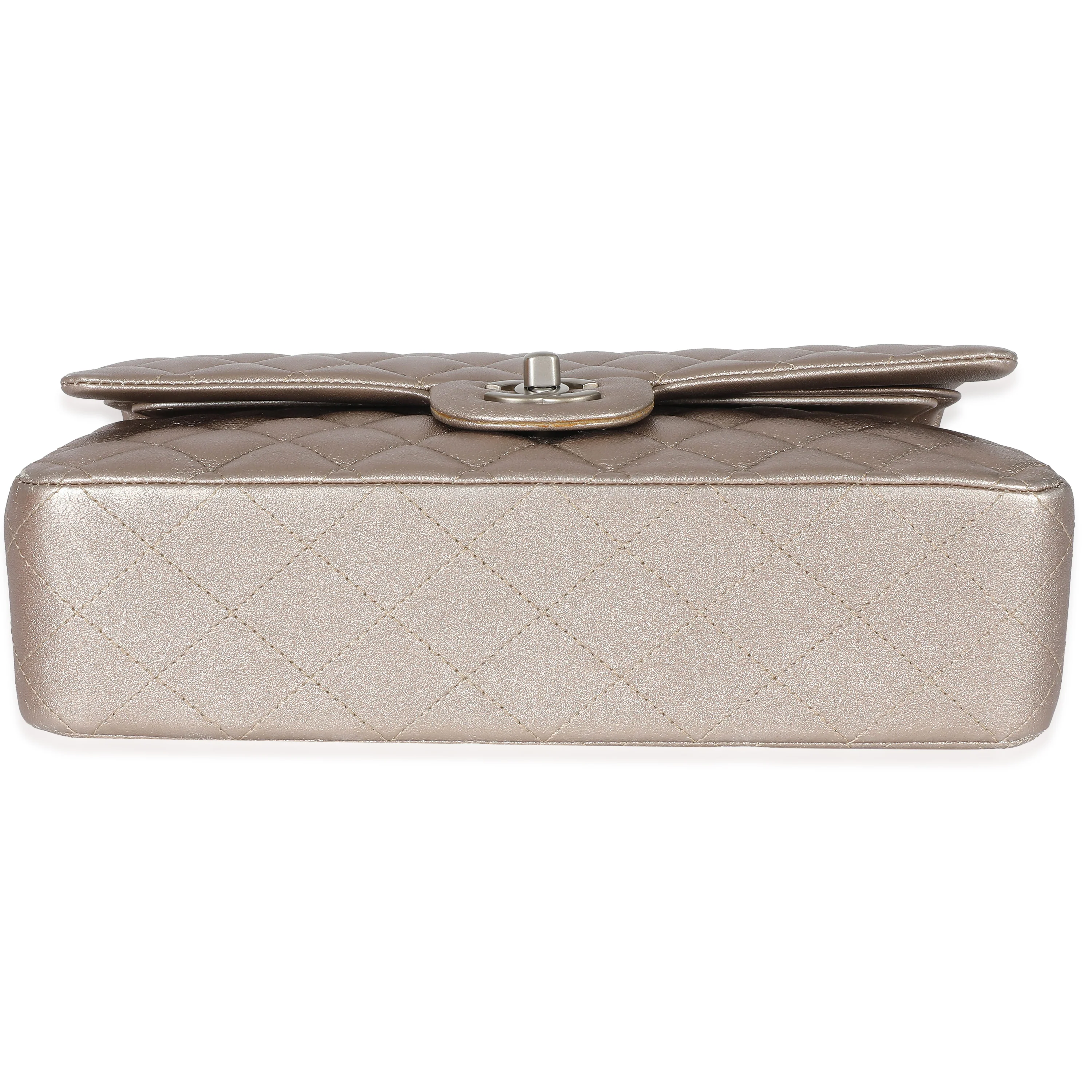 Gold Metallic Lambskin Medium Classic Double Flap Bag - Image 4