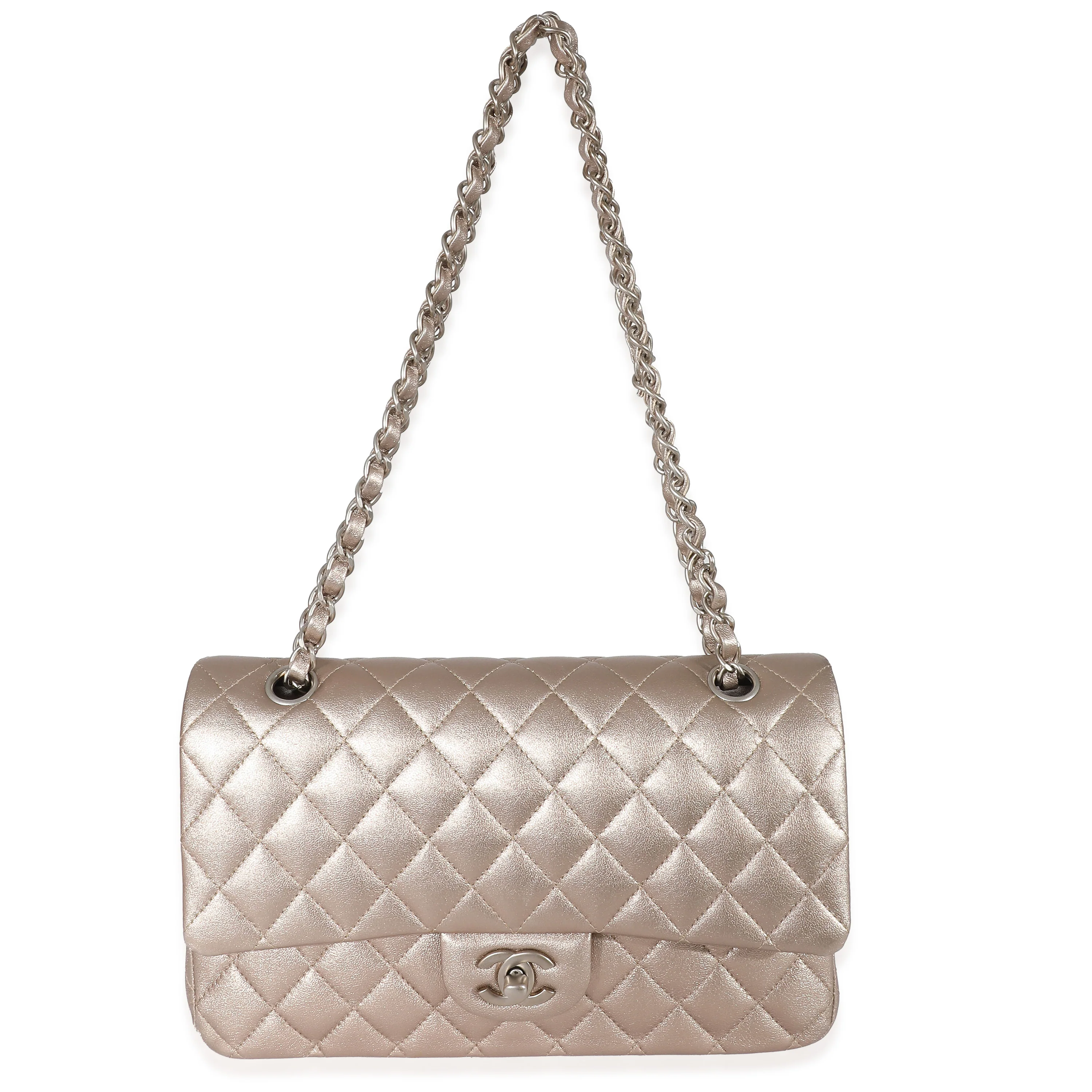 Gold Metallic Lambskin Medium Classic Double Flap Bag - Image 7