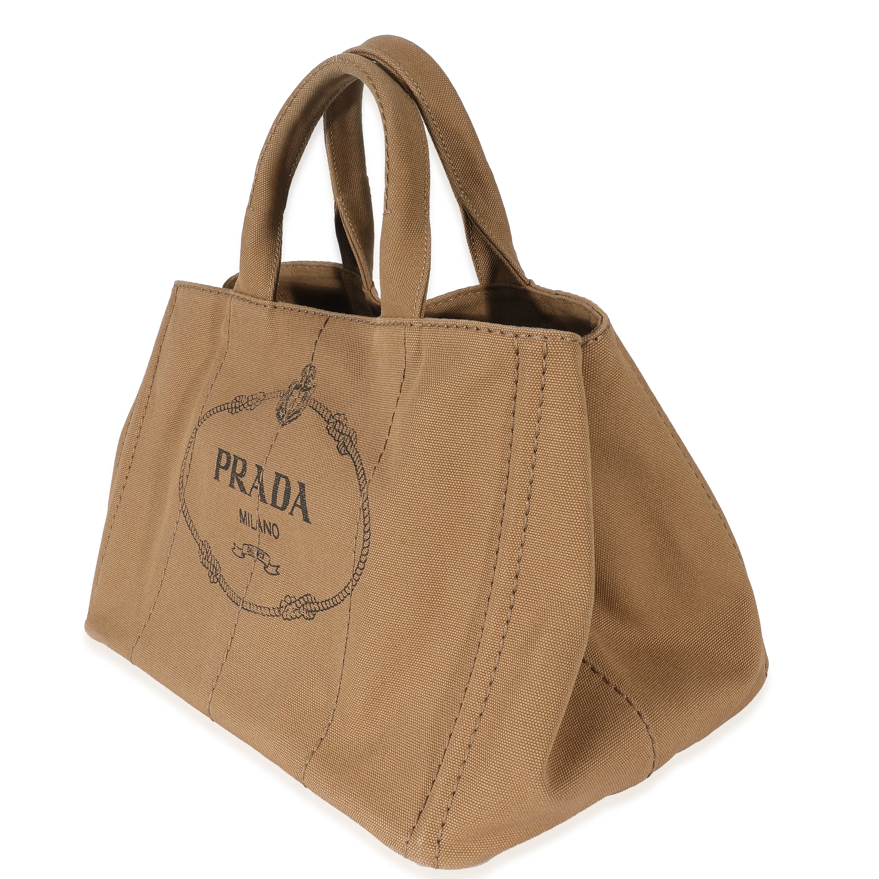 Prada Brown Canvas Medium Canapa Tote - Image 2
