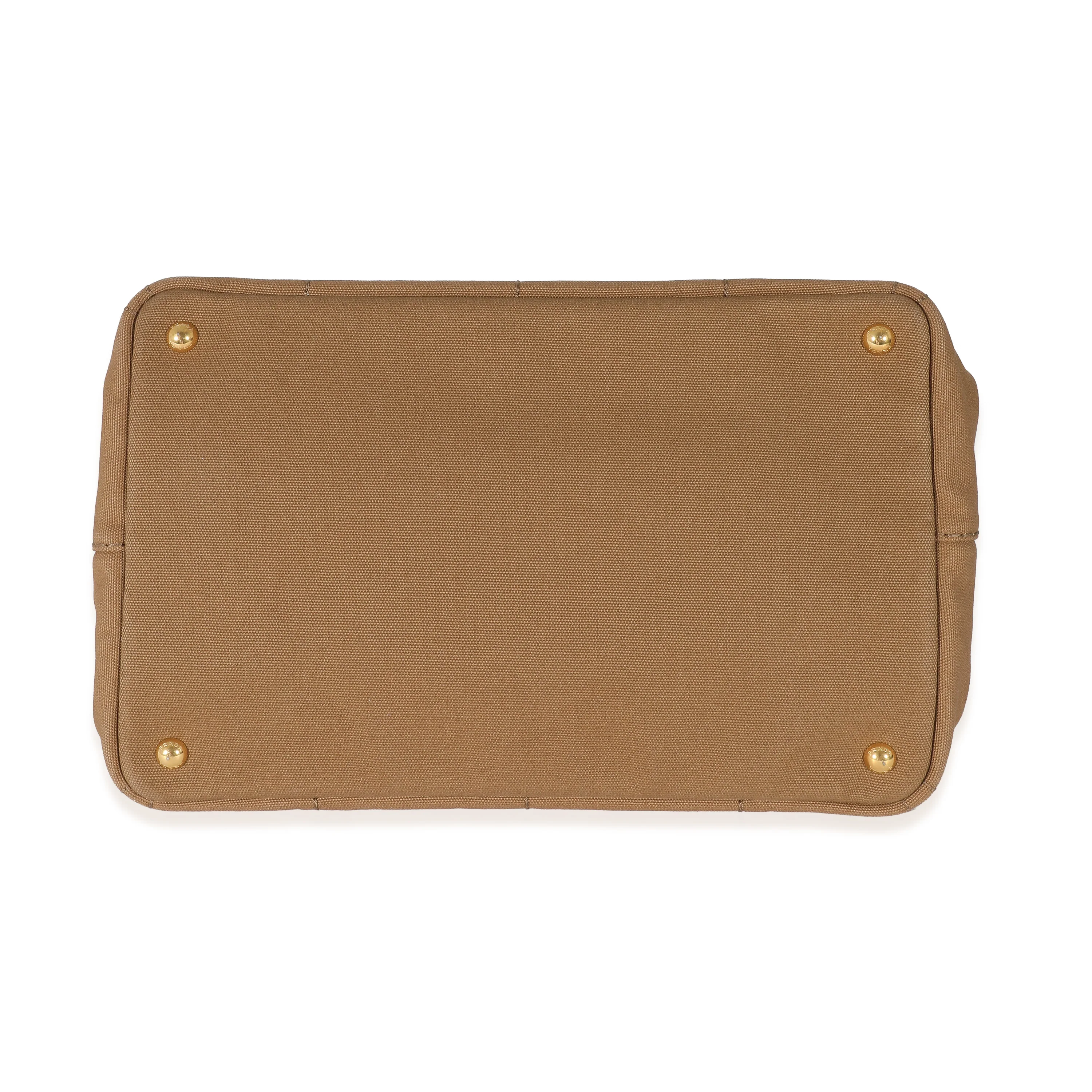 Prada Brown Canvas Medium Canapa Tote - Image 4