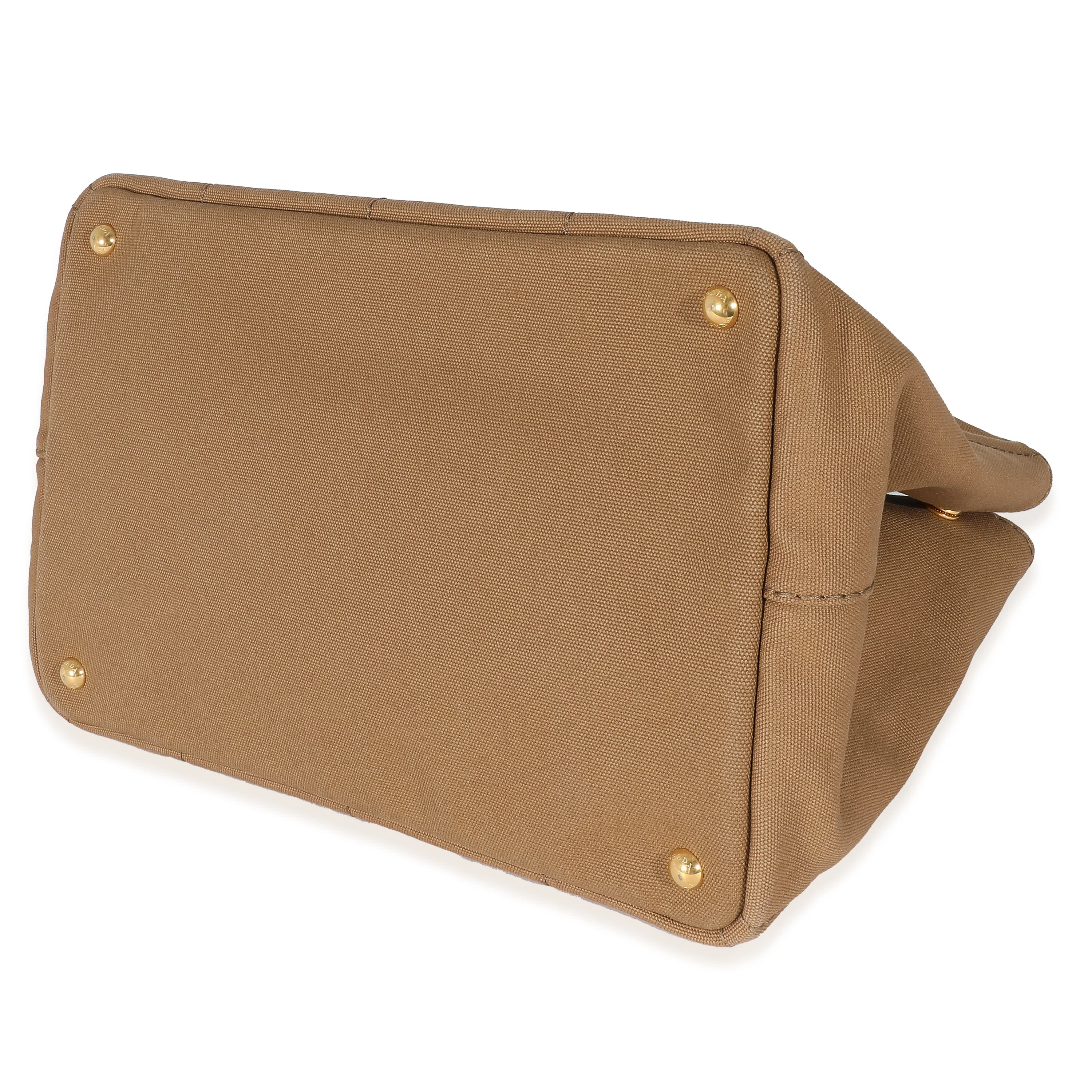Prada Brown Canvas Medium Canapa Tote - Image 6