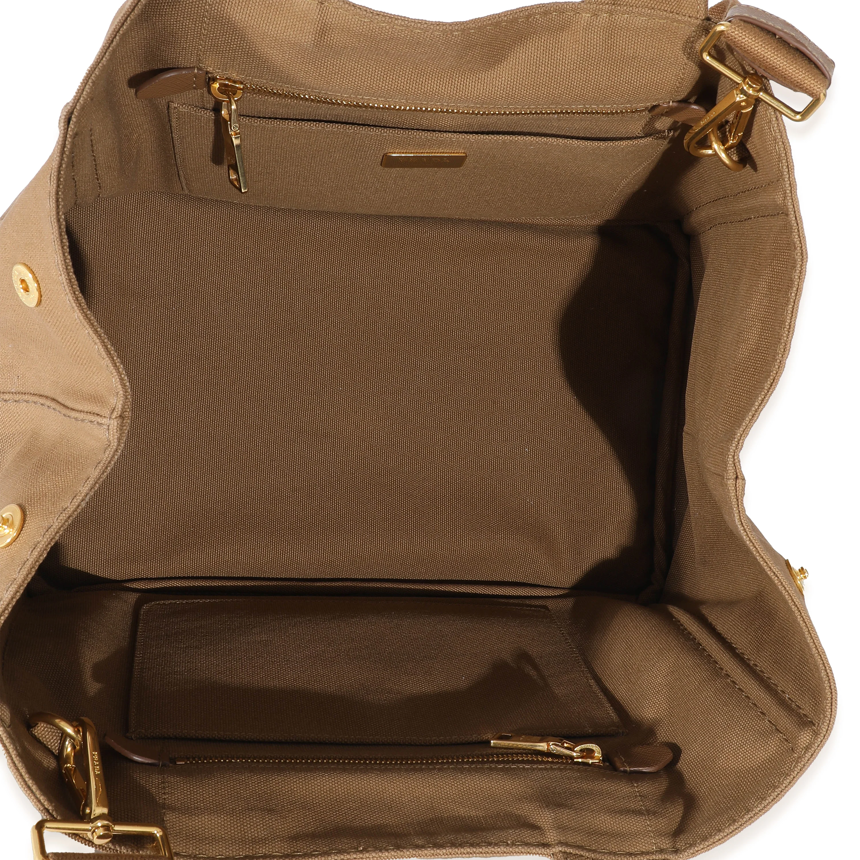 Prada Brown Canvas Medium Canapa Tote - Image 8
