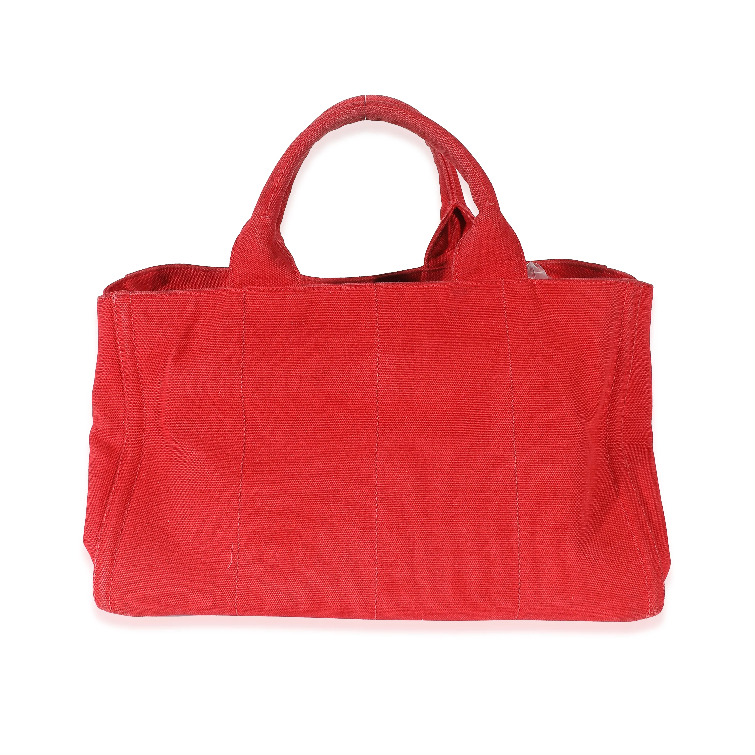 Red Canvas Studded Medium Canapa Tote - Image 3