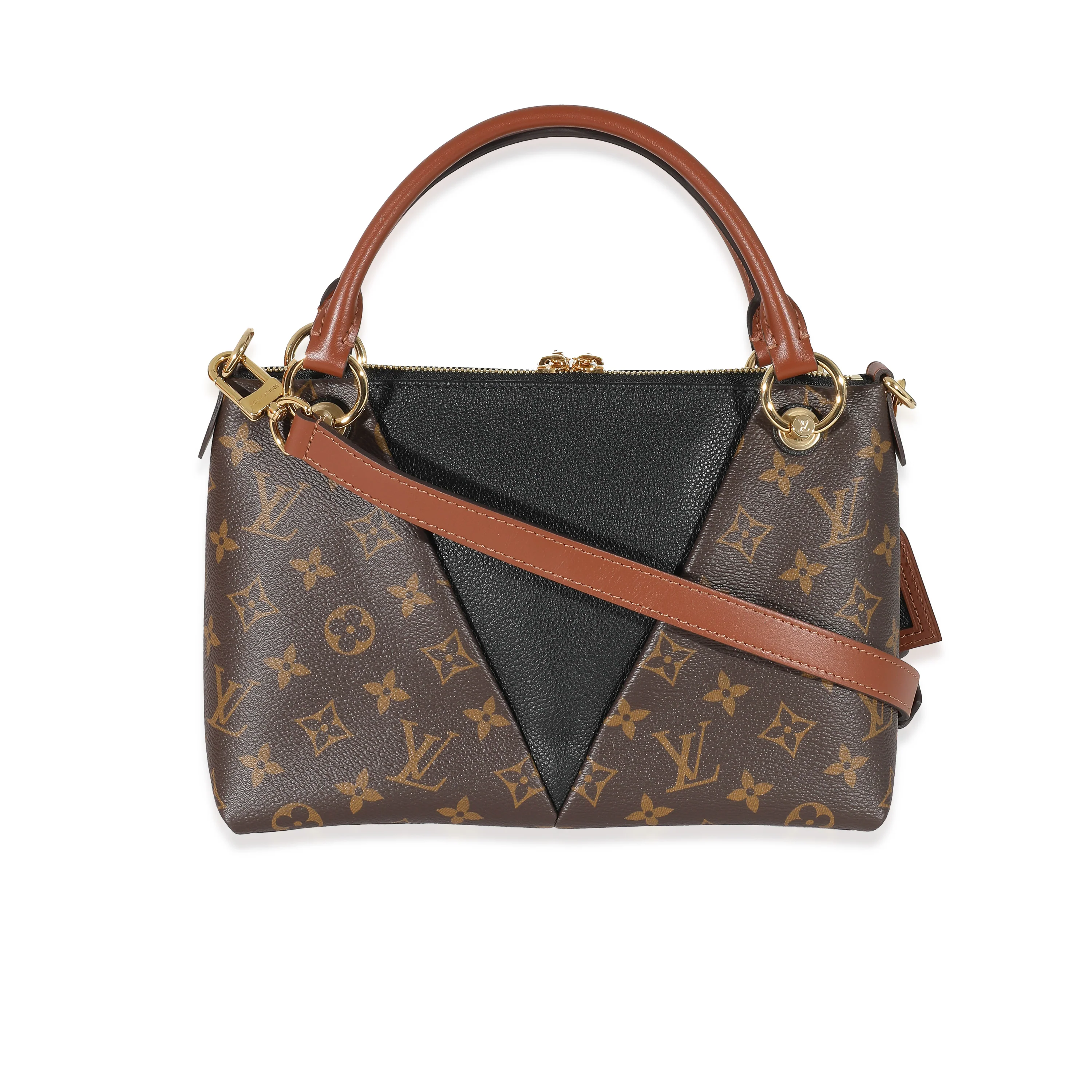 Louis Vuitton Black Leather Monogram Canvas V Tote BB - Image 3