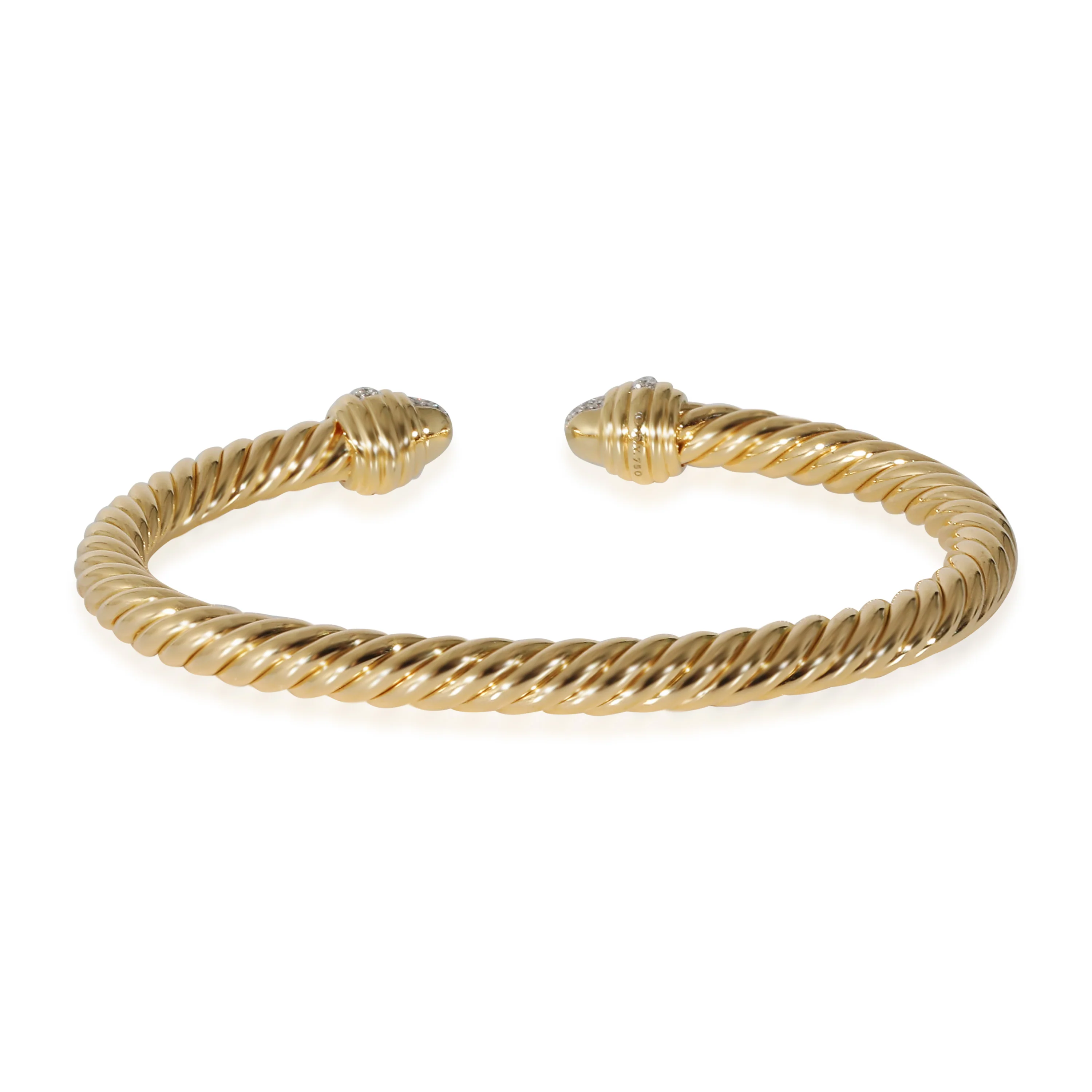 David Yurman Cable Bracelet With Pave Diamonds 0.46 CTW in 18k Yellow Gold - Image 3