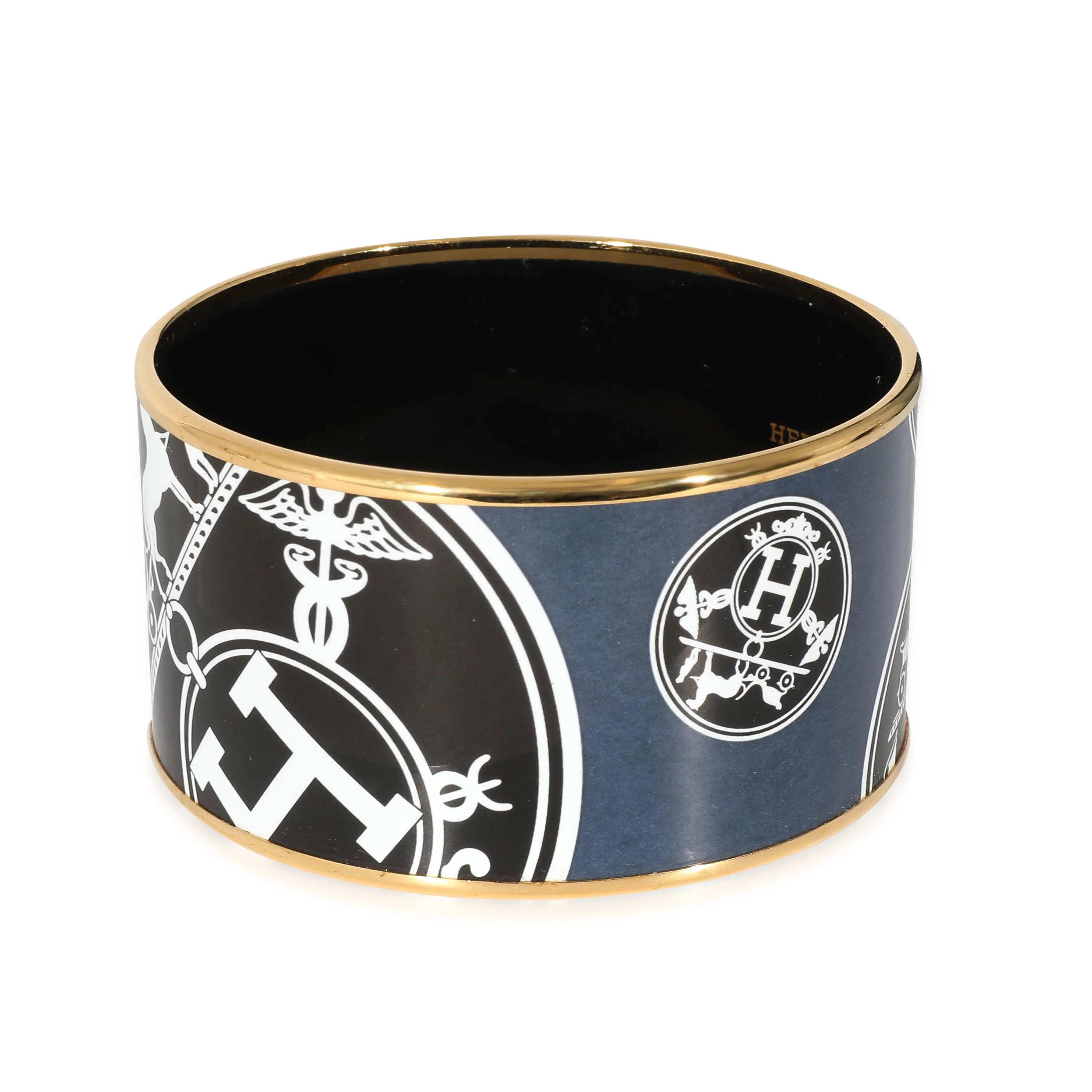 Hermès Confettis dEx Libris Gold Plated Extra Wide Enamel Bracelet (62MM) - Image 2