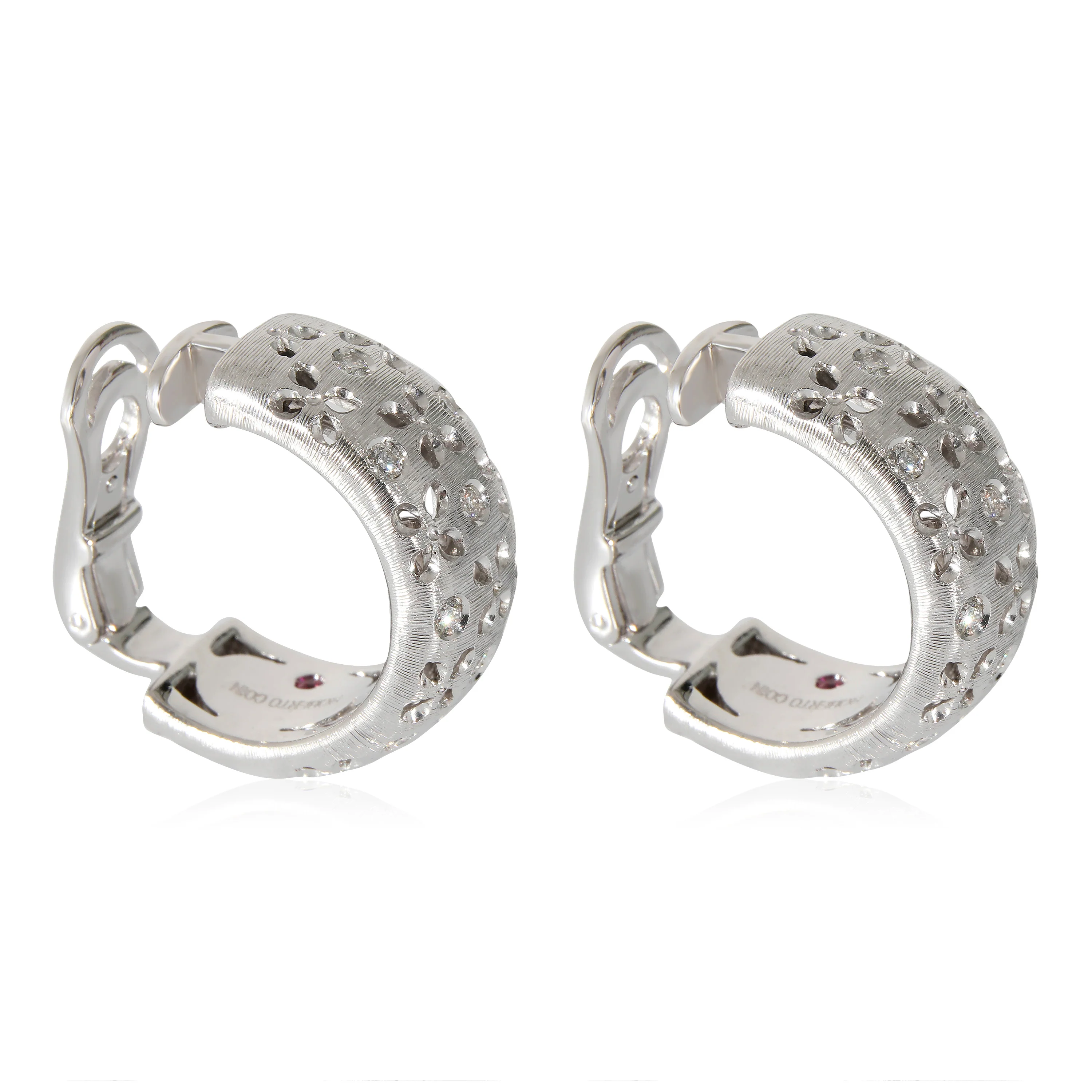 Granada Clip On Hoop Earrings in 18k White Gold 3/8 Ctw - Image 2