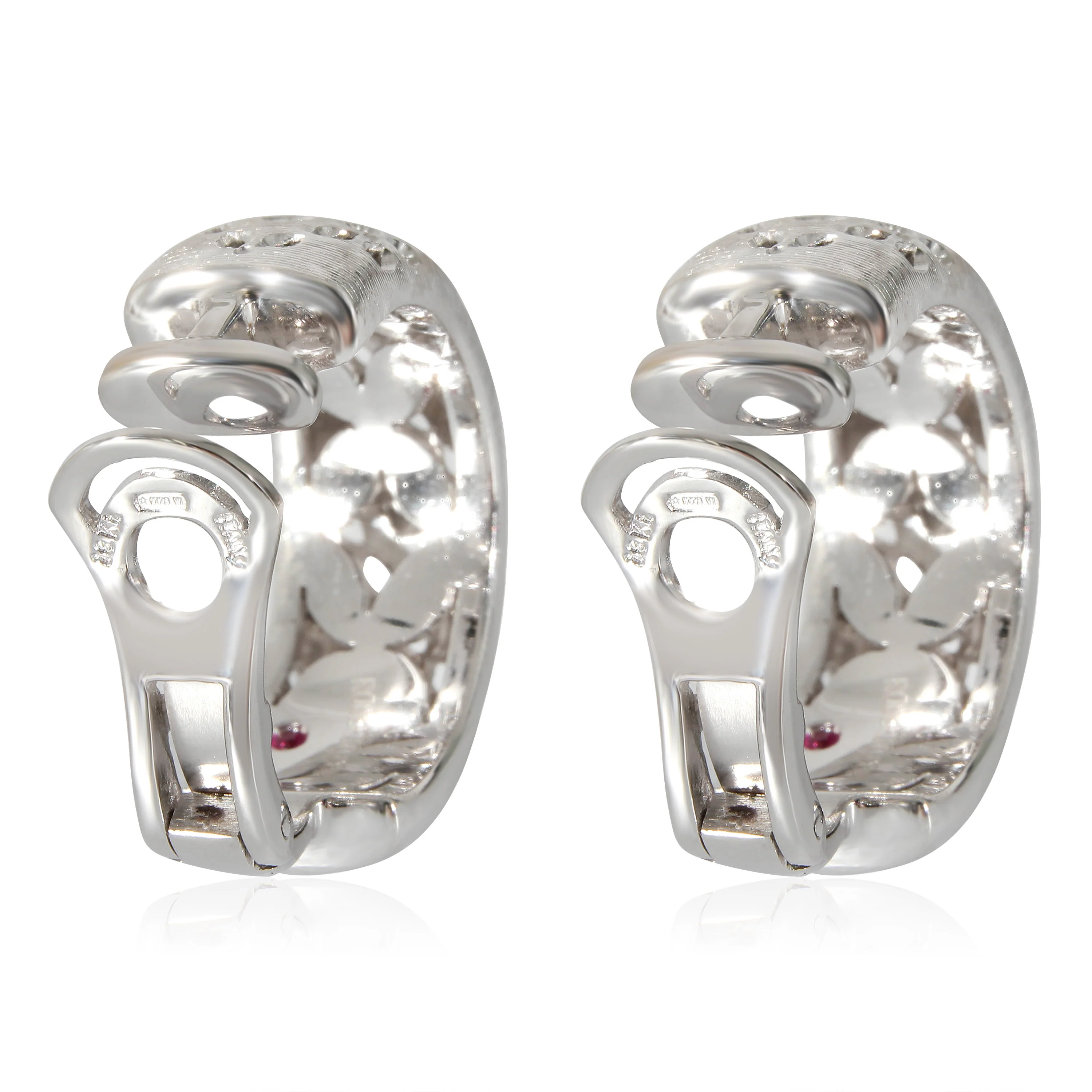 Granada Clip On Hoop Earrings in 18k White Gold 3/8 Ctw - Image 3