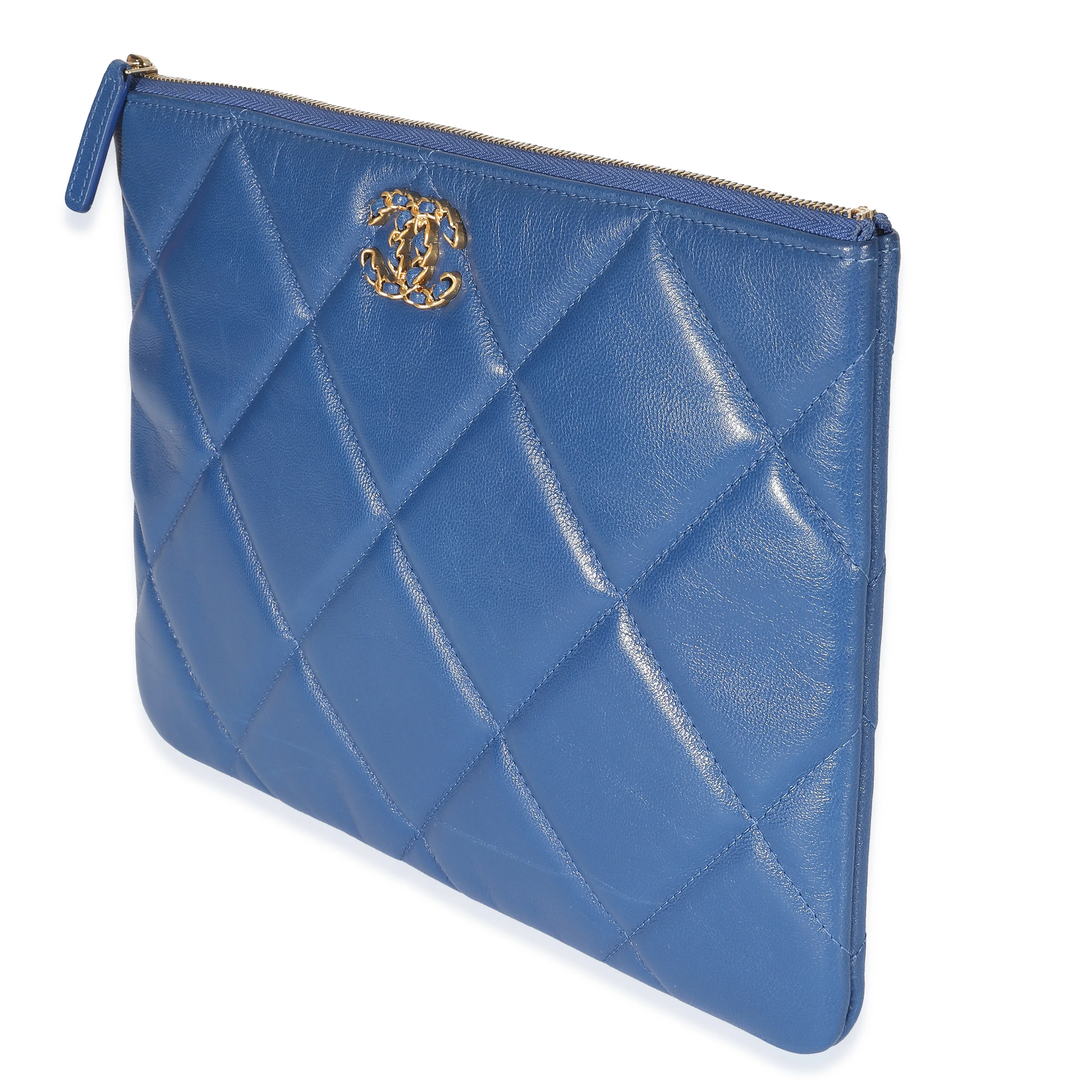 Chanel Blue Goatskin Quilted Chanel 19 Pouch - Image 2