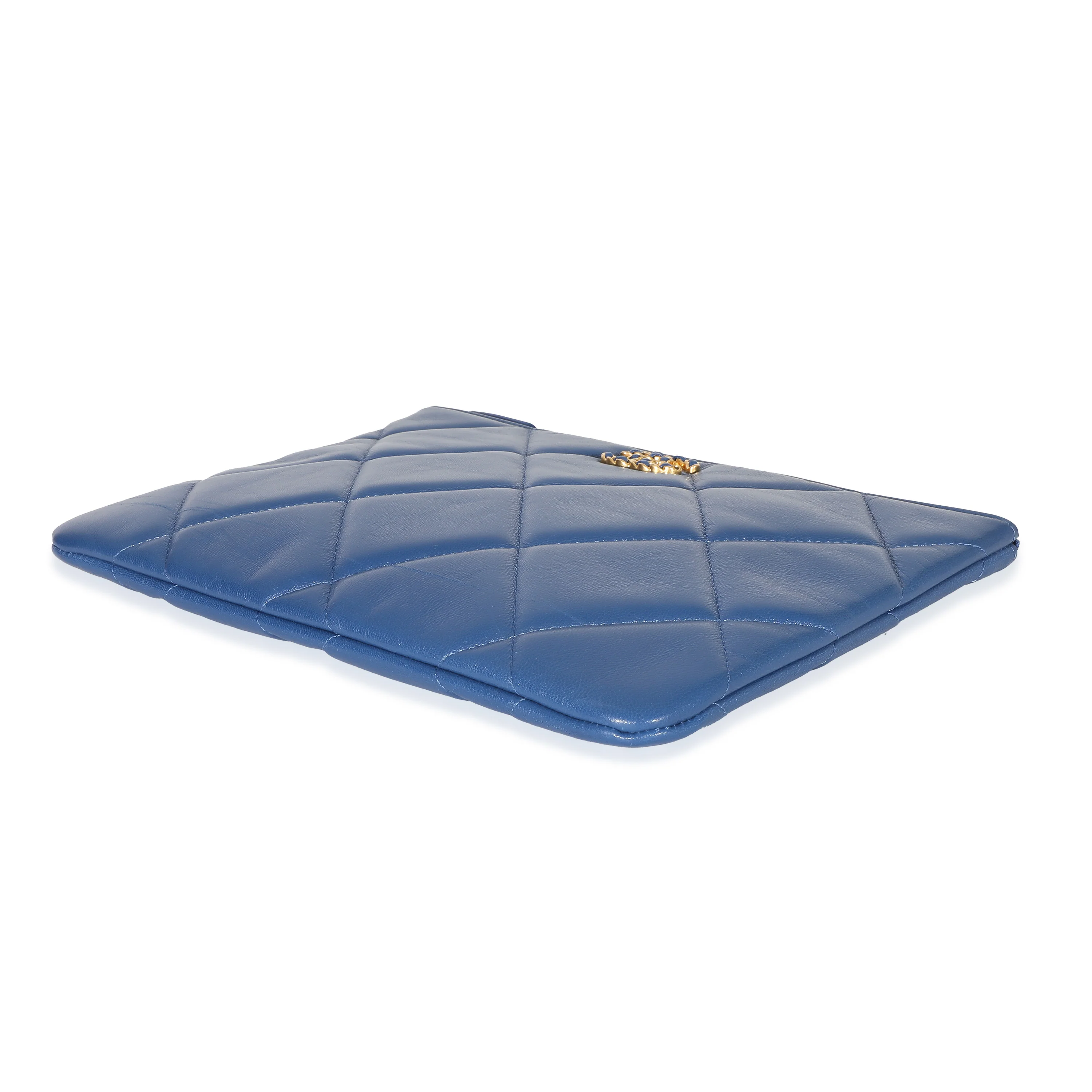 Chanel Blue Goatskin Quilted Chanel 19 Pouch - Image 7