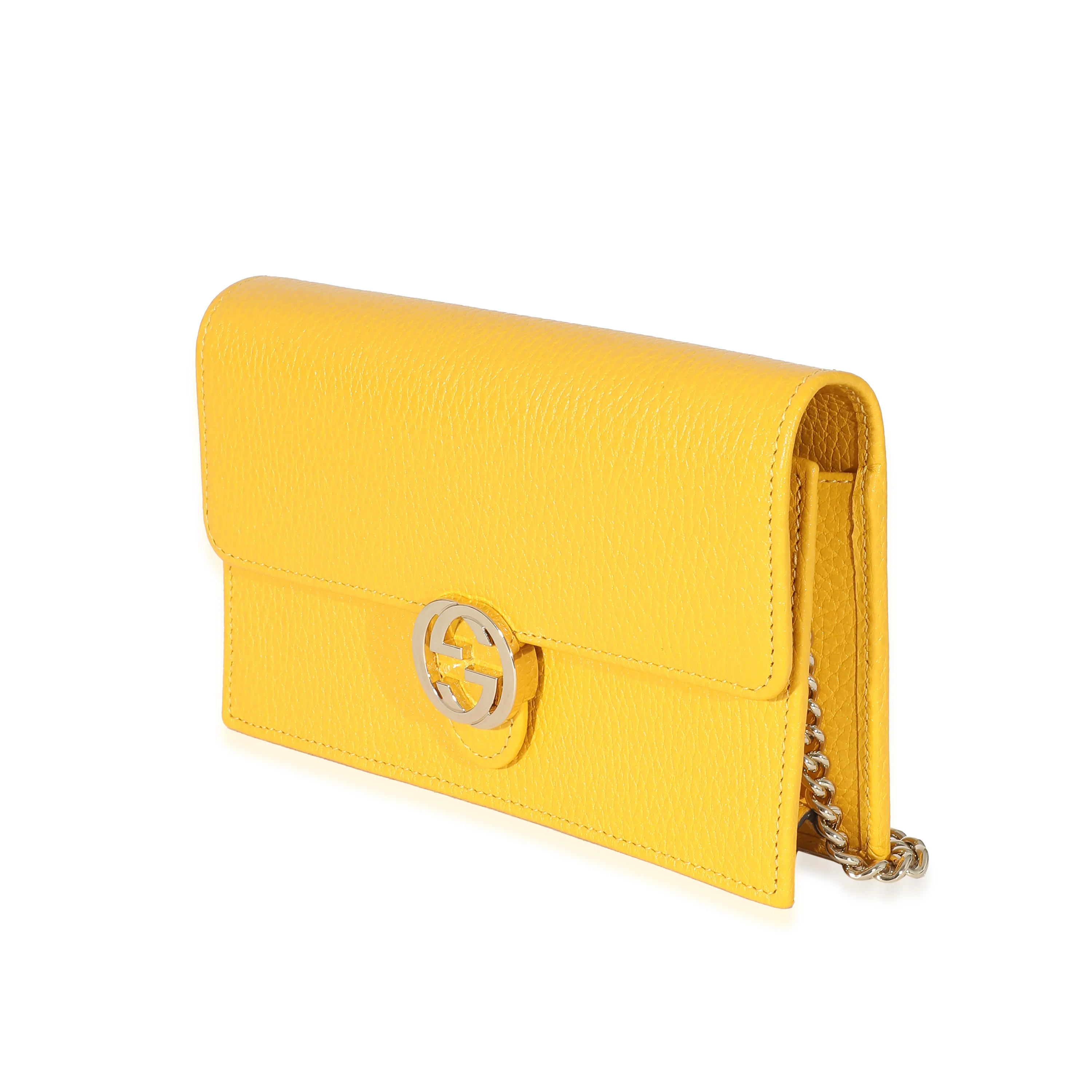 Gucci Yellow Calfskin Dollar Interlocking G Chain Wallet - Image 2
