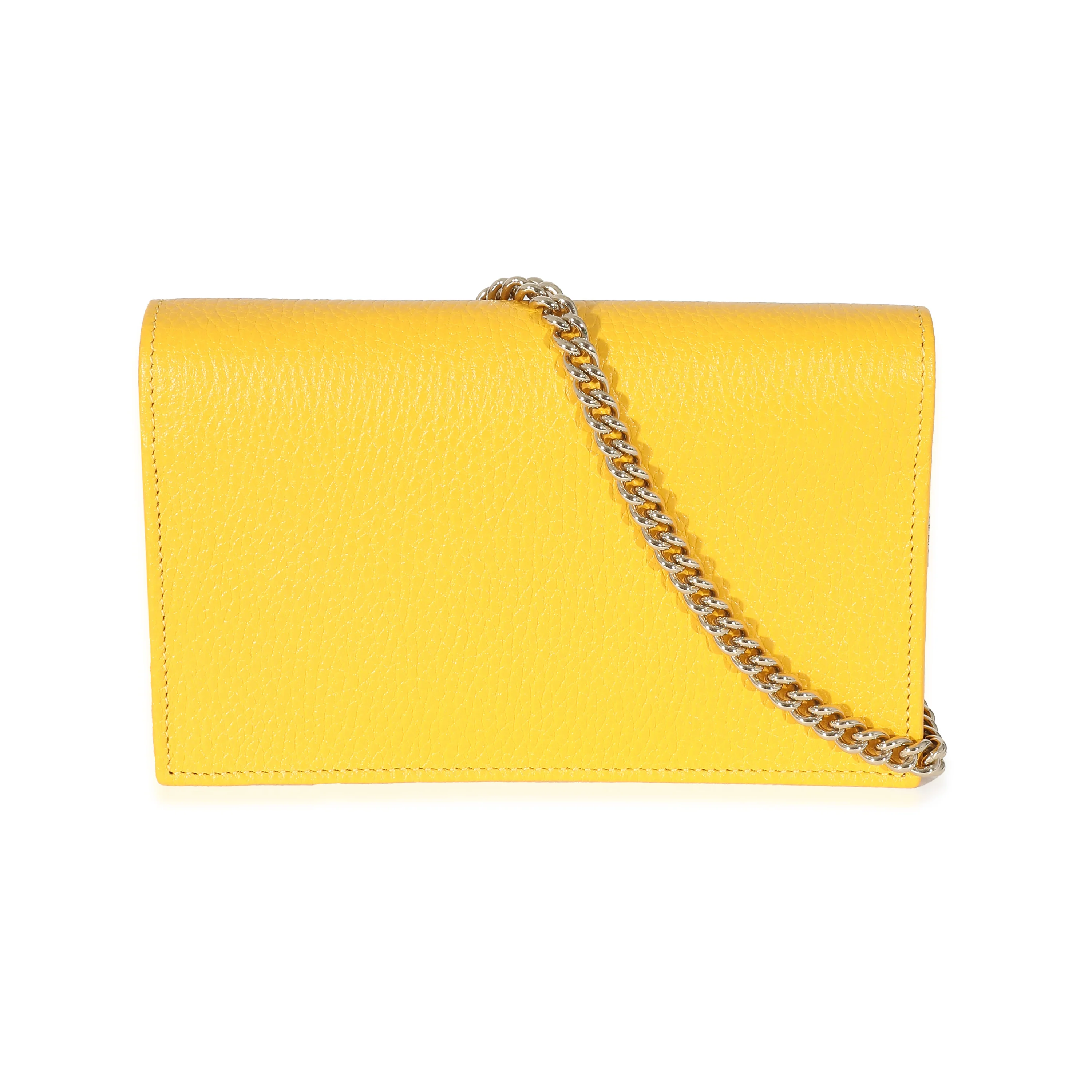 Gucci Yellow Calfskin Dollar Interlocking G Chain Wallet - Image 3
