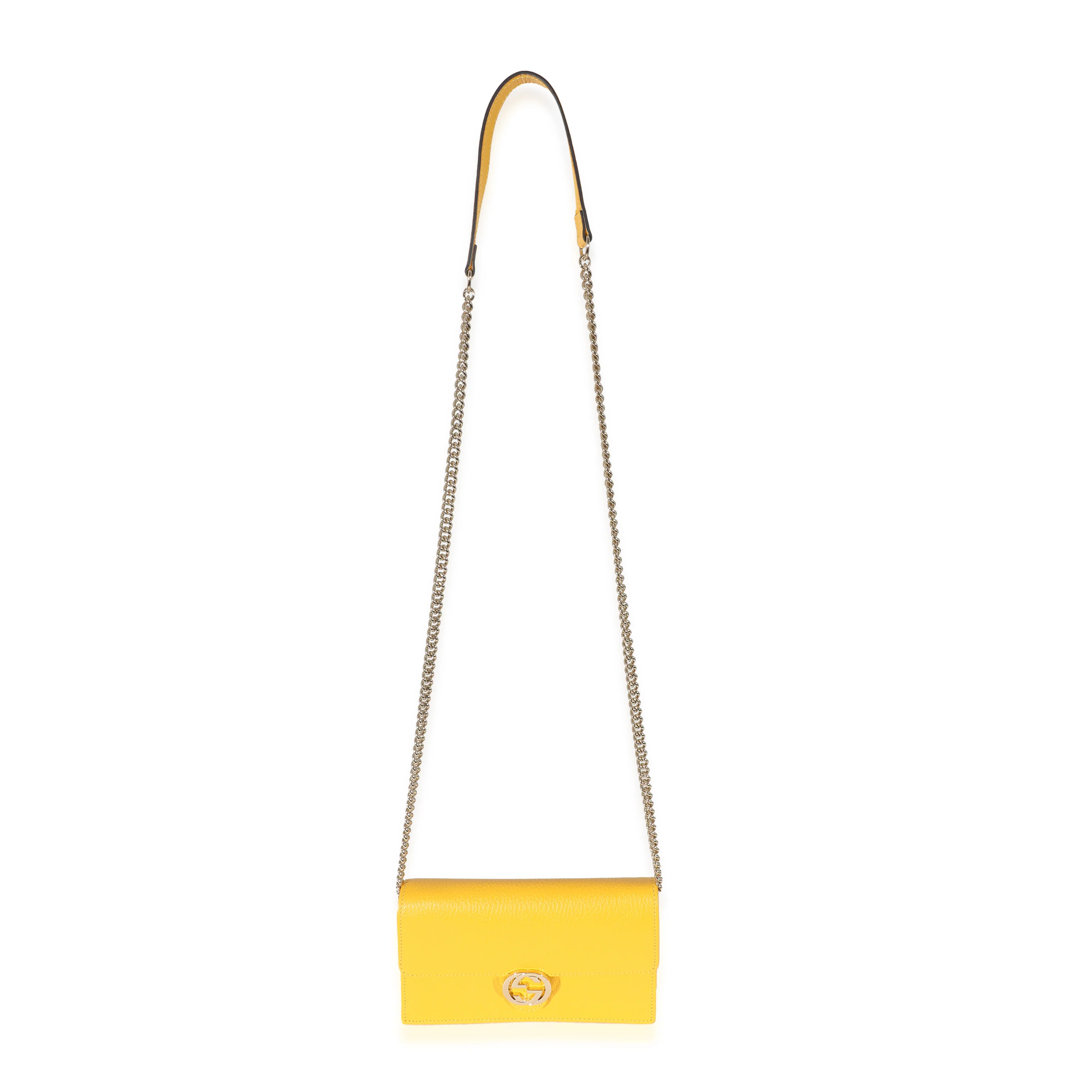 Gucci Yellow Calfskin Dollar Interlocking G Chain Wallet - Image 7