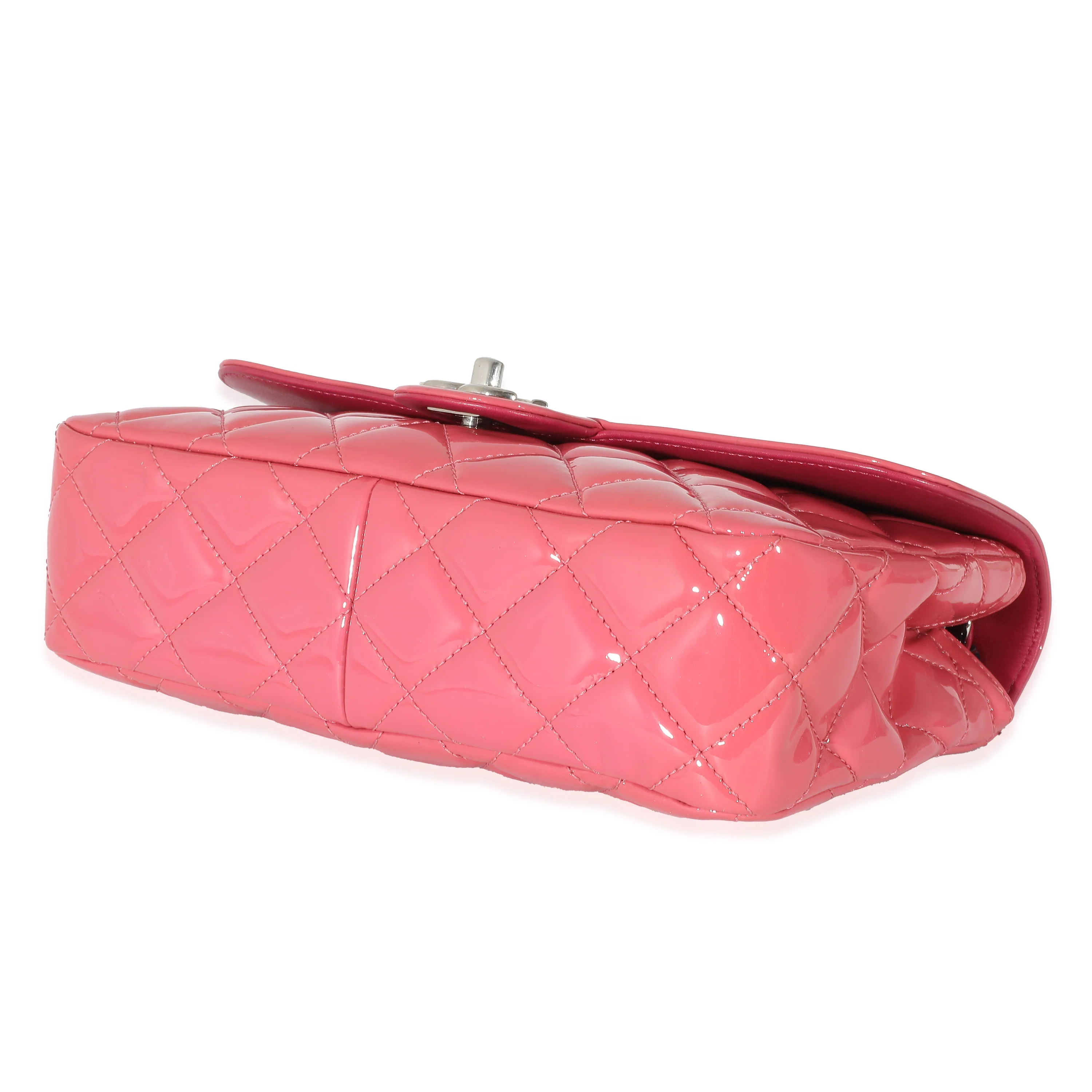 Chanel Pink Quilted Patent Leather Medium Coco Shine Flap Bag - Image 5