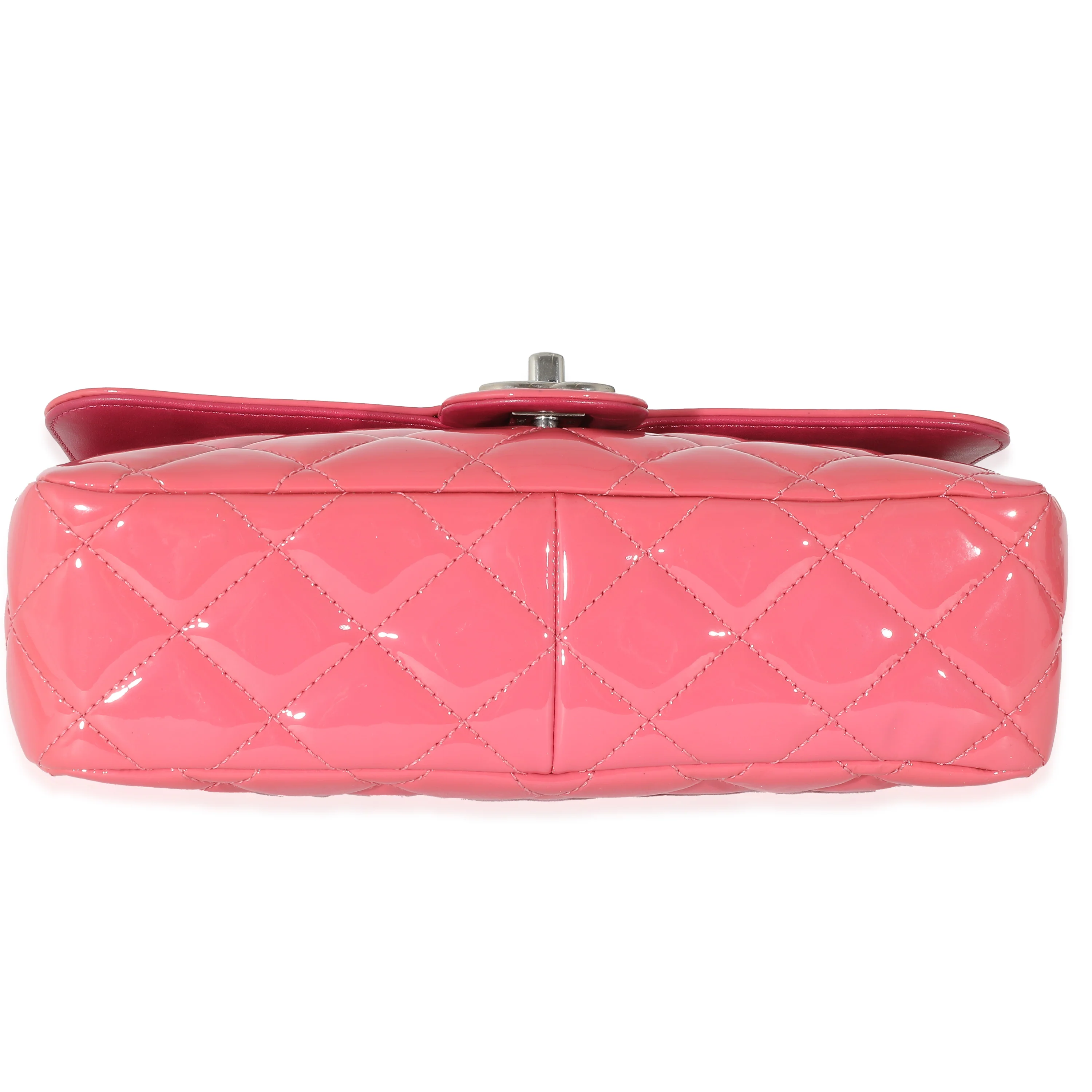 Chanel Pink Quilted Patent Leather Medium Coco Shine Flap Bag - Image 6