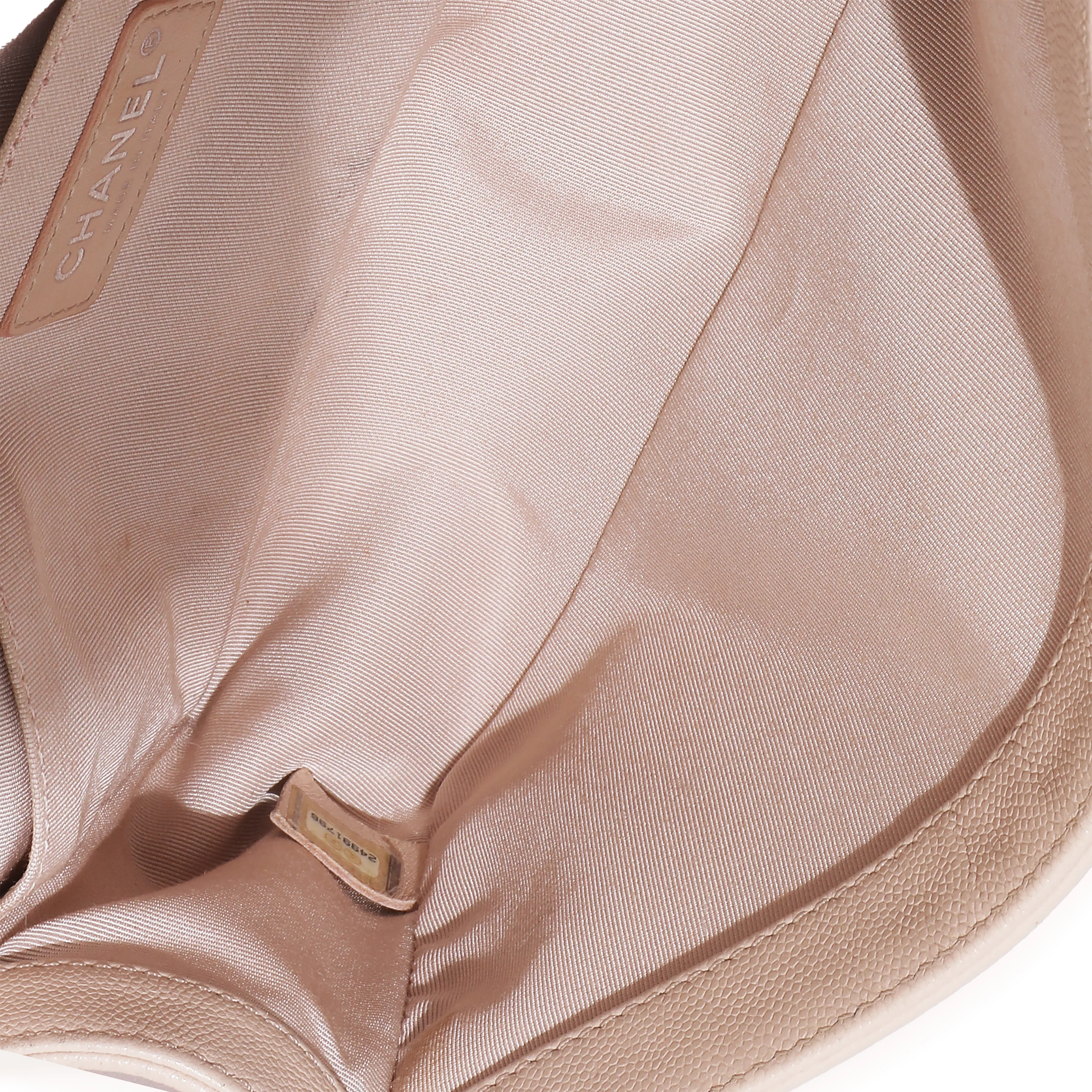 Light Beige Chevron Quilted Caviar Leather Medium Boy Handbag - Image 8