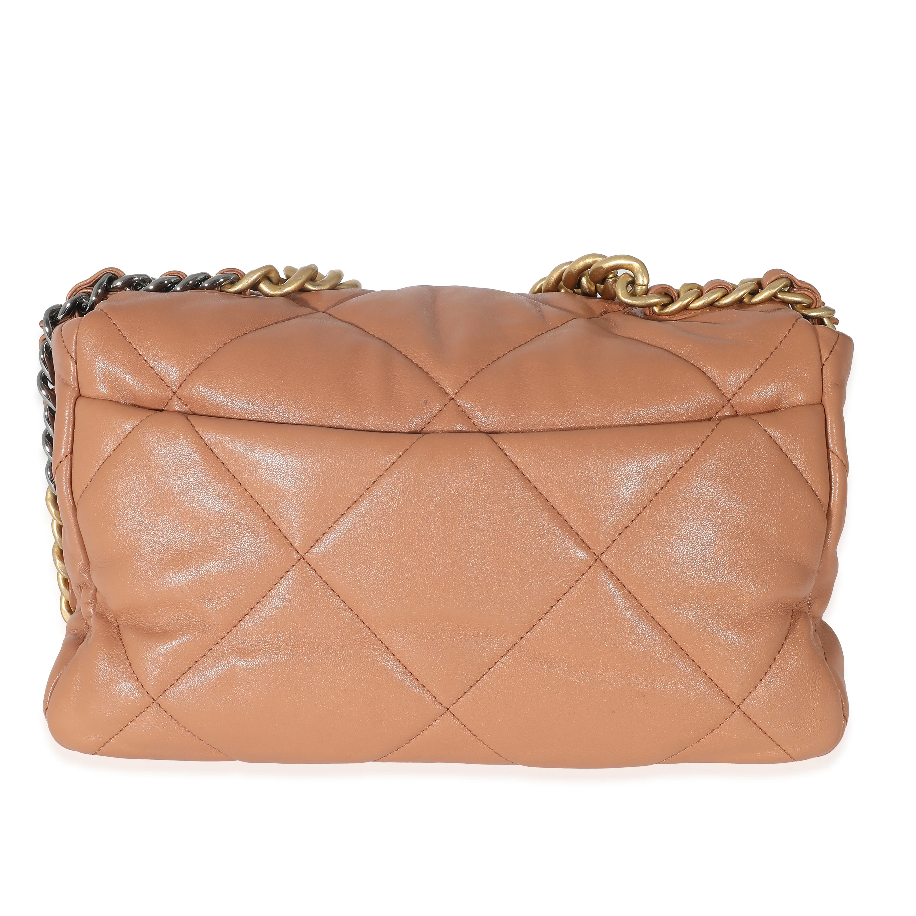 Chanel Brown Shiny Lambskin Large Chanel 19 Flap Bag - Image 3