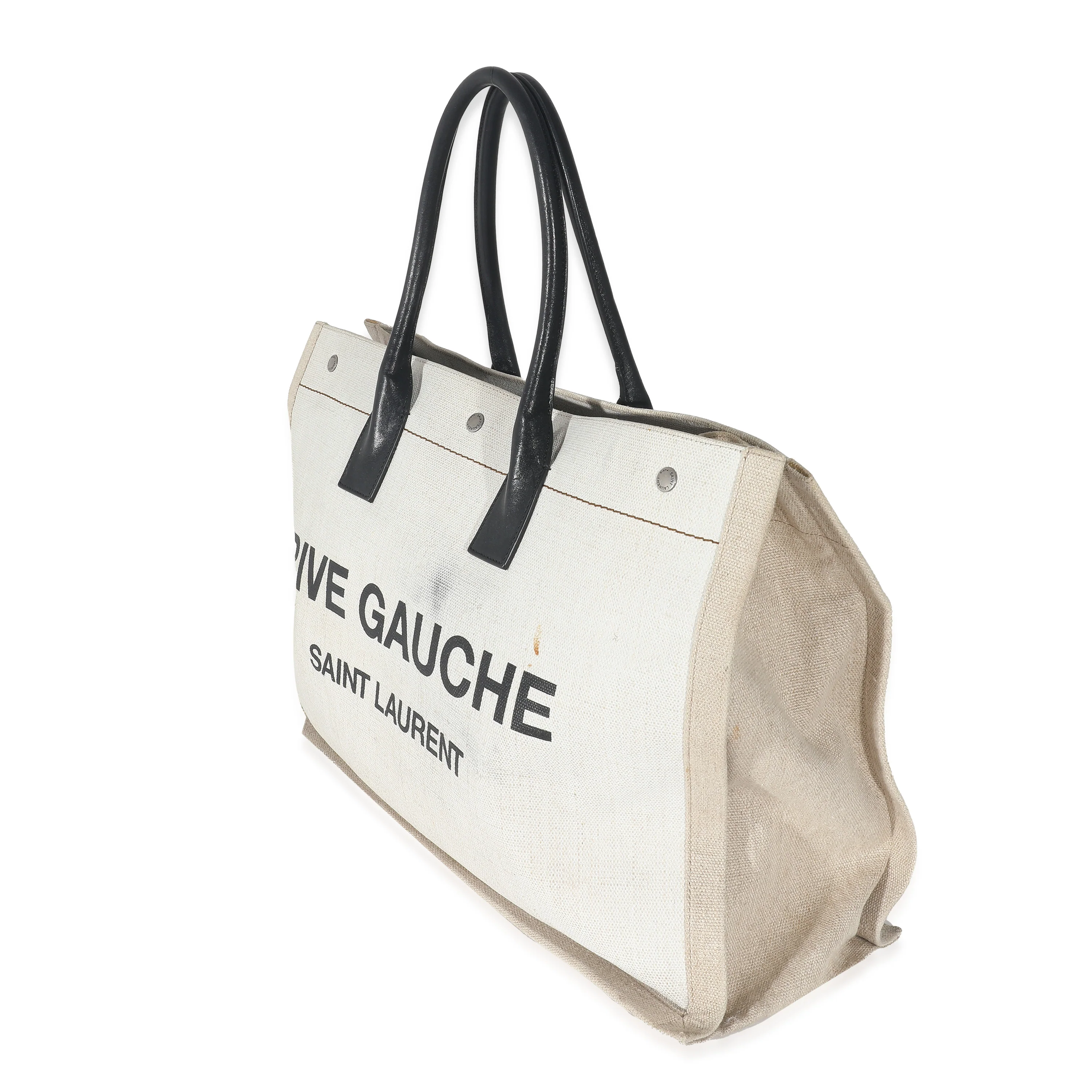 Saint Laurent Optic White Linen Rive Gauche Tote - Image 2