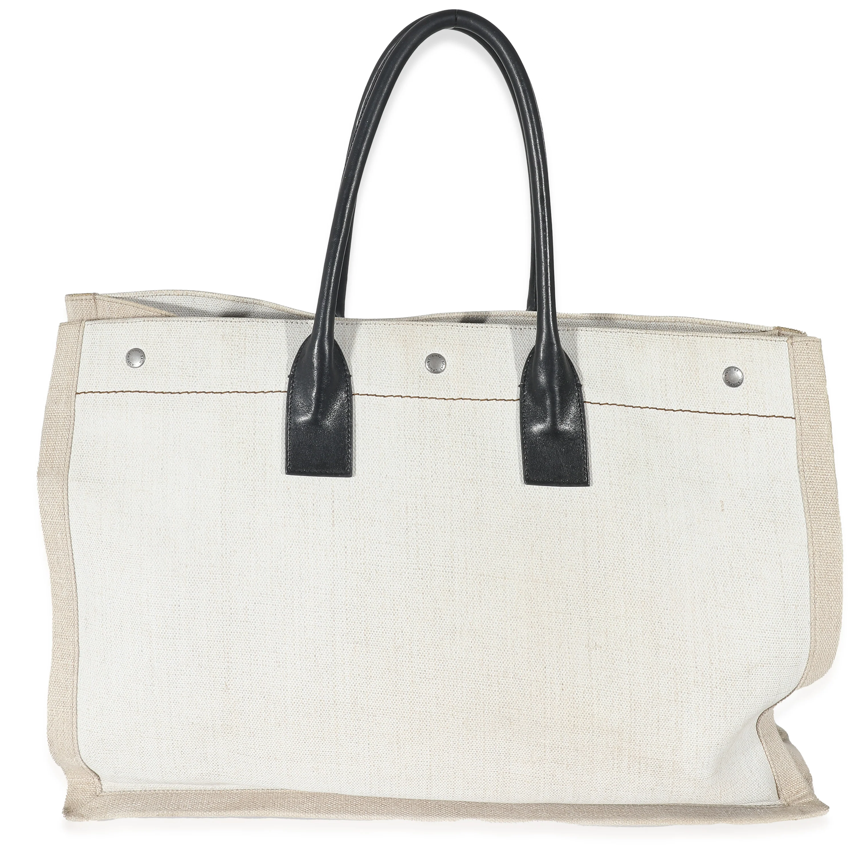 Saint Laurent Optic White Linen Rive Gauche Tote - Image 4